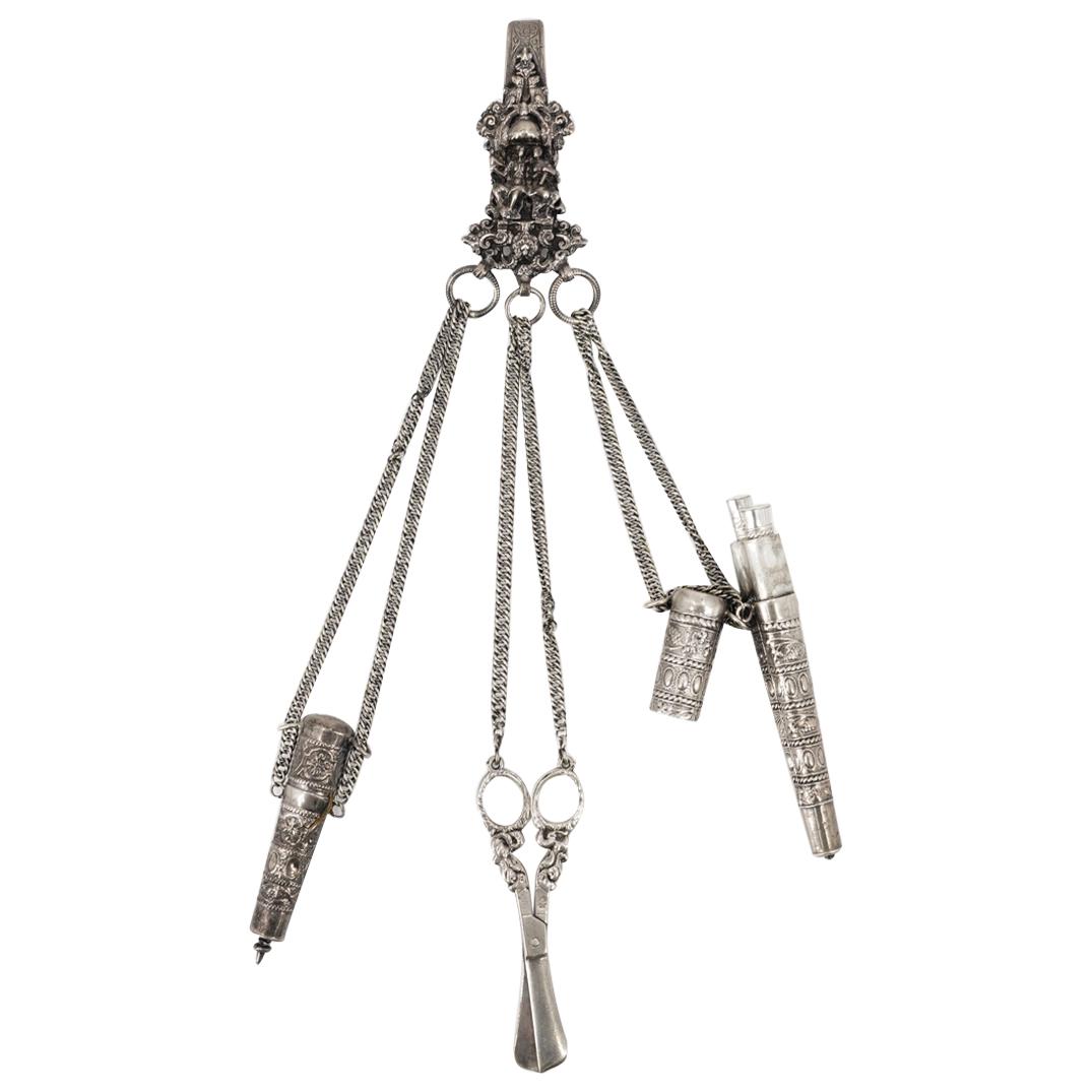 17th Cent. Sterling Silver Seamstress / Tailor Chatelaine (1 of 7)