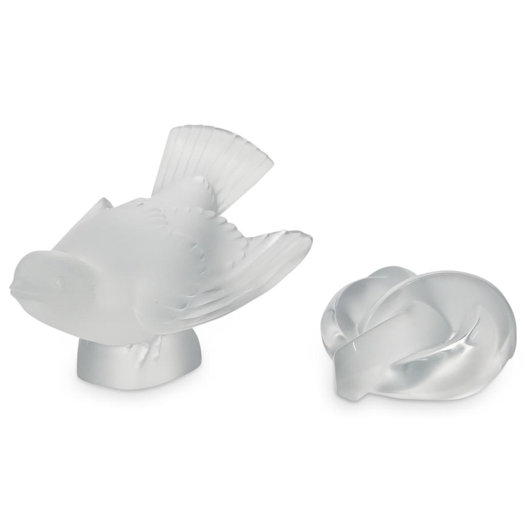 (2 Pc) Lalique Crystal Dove With Lalique Crystal Heart (1 of 7)