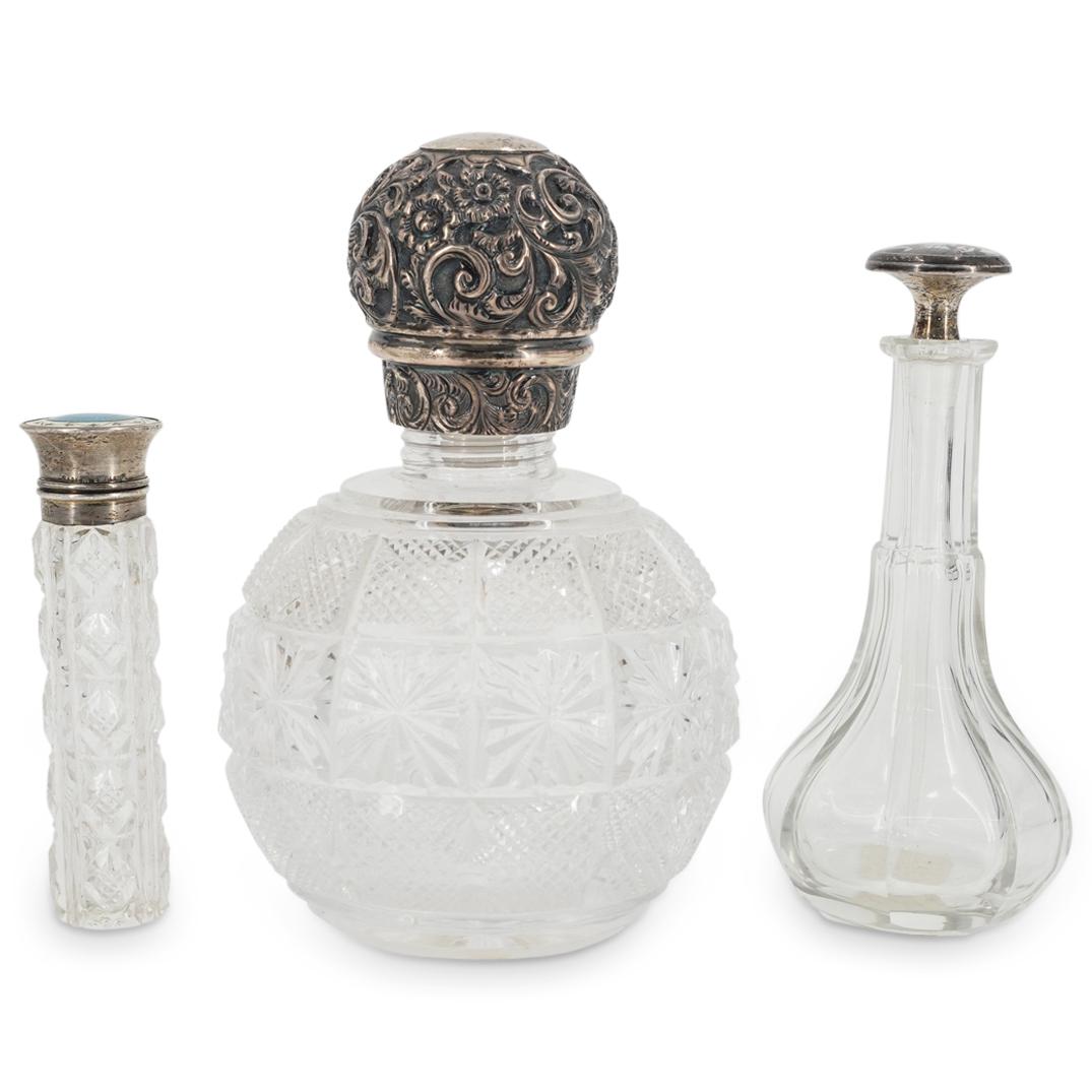 (3 Pc) English Victorian Sterling Silver Scent Bottles (1 of 7)