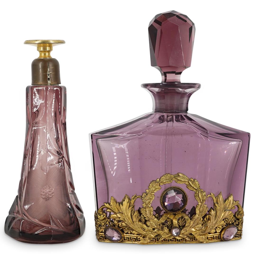 (2Pc) Czech Amethyst Glass Perfume Bottles (1 of 4)