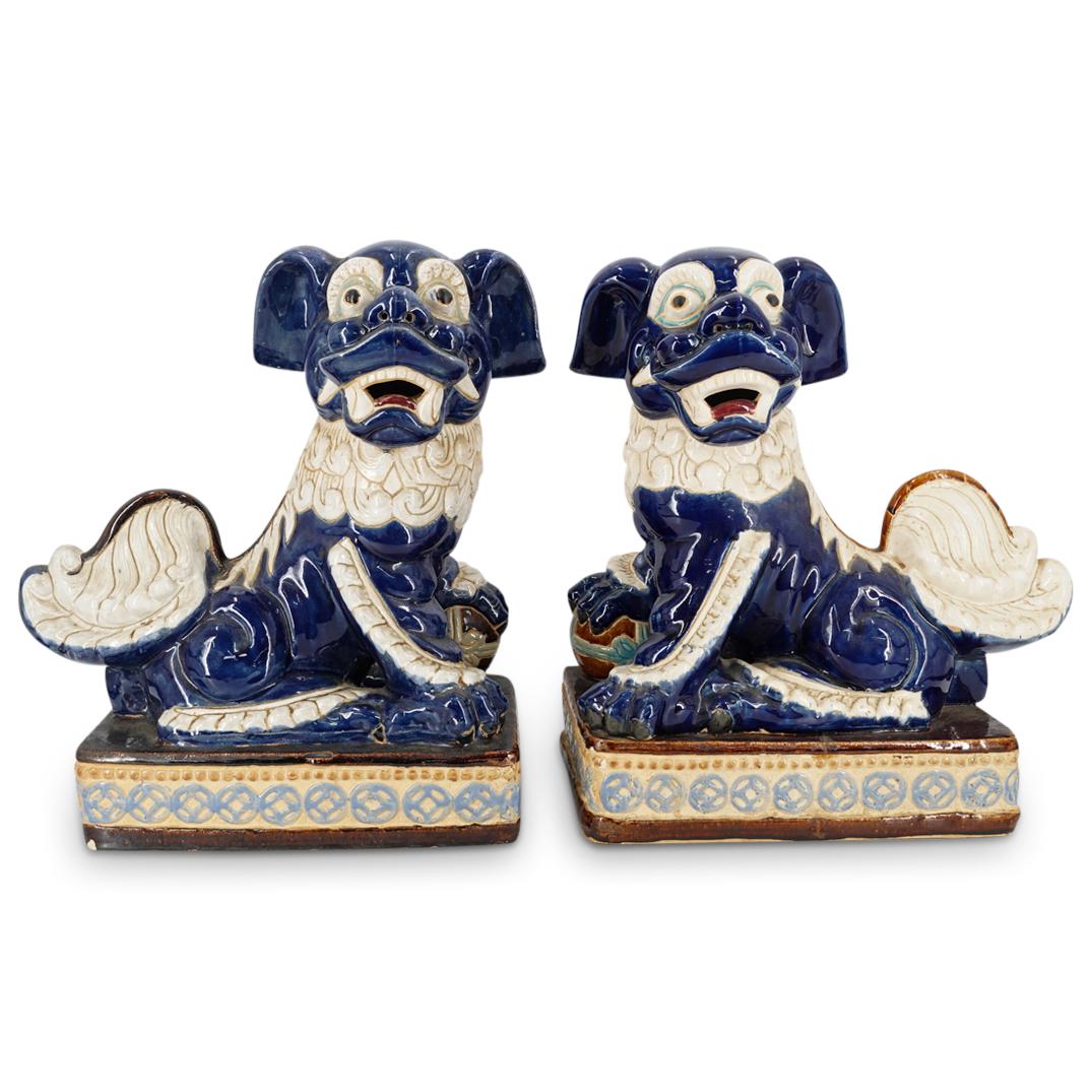 Pair of Chinese Glazed Ceramic Foo Dogs (1 of 11)