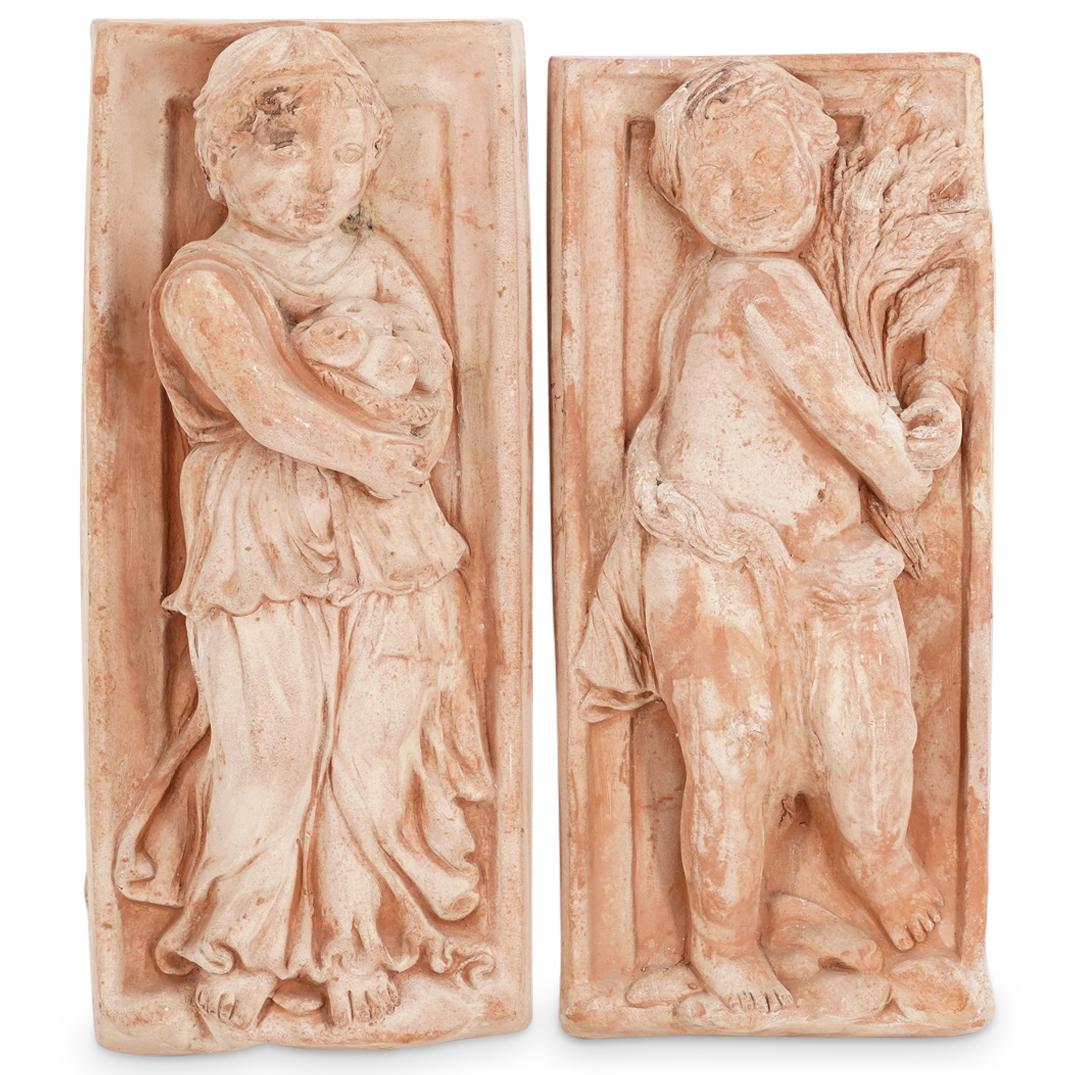 Pair of Vietri Italian Terracotta Wall Reliefs (1 of 8)
