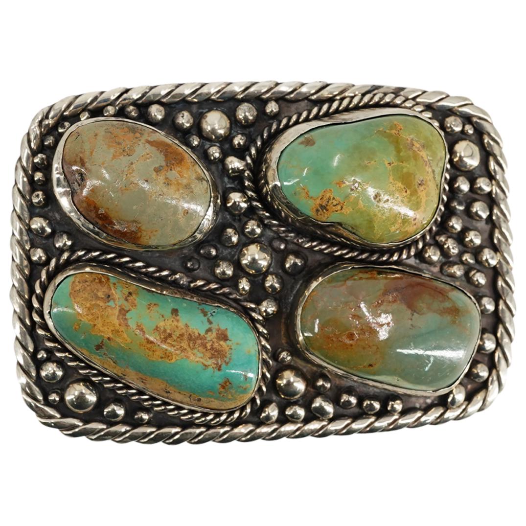 Paige Wallace Large Turquoise & Silver Plate Belt Buckle (1 of 3)