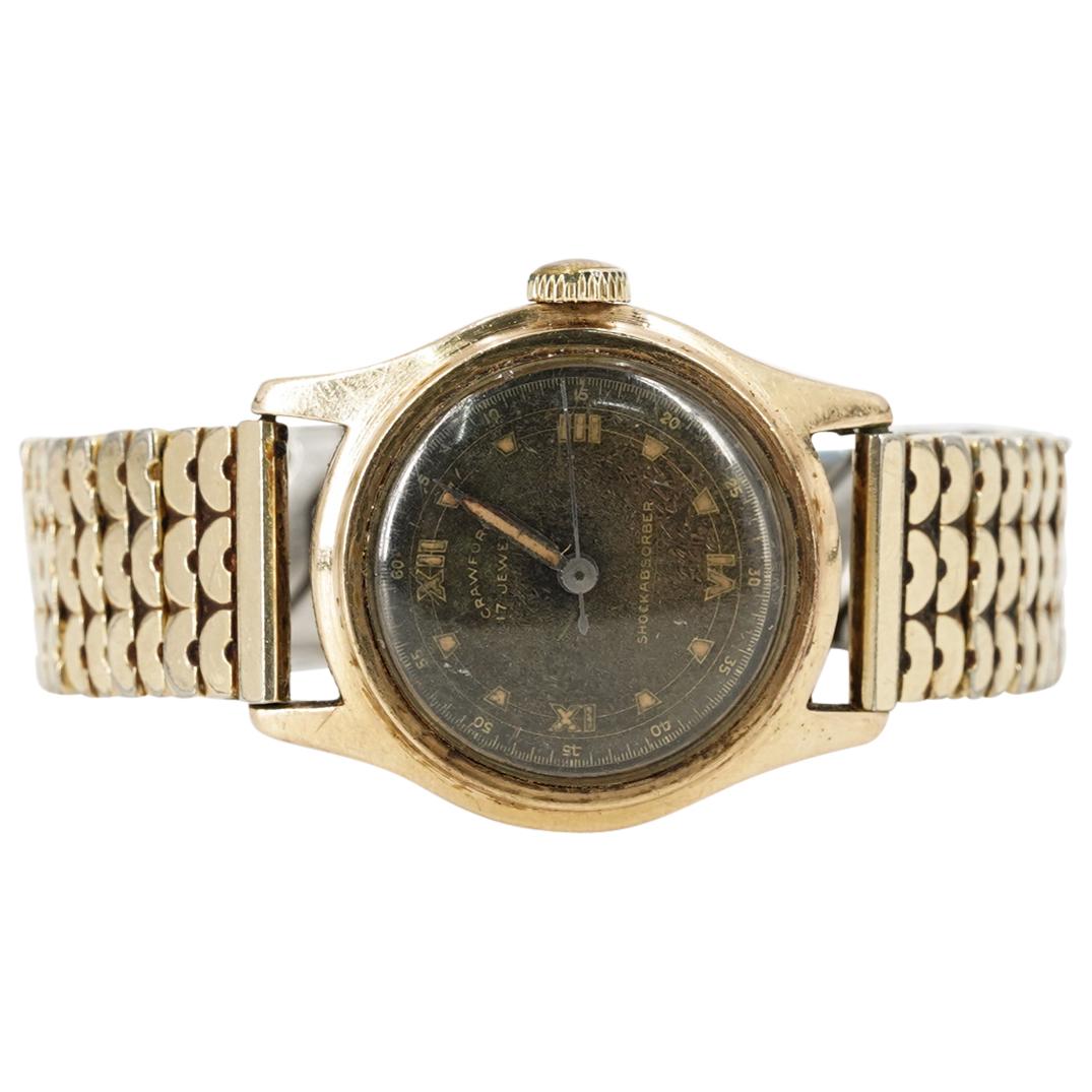 Antique 10K Gold Crawford World War II Era Wristwatch (1 of 3)