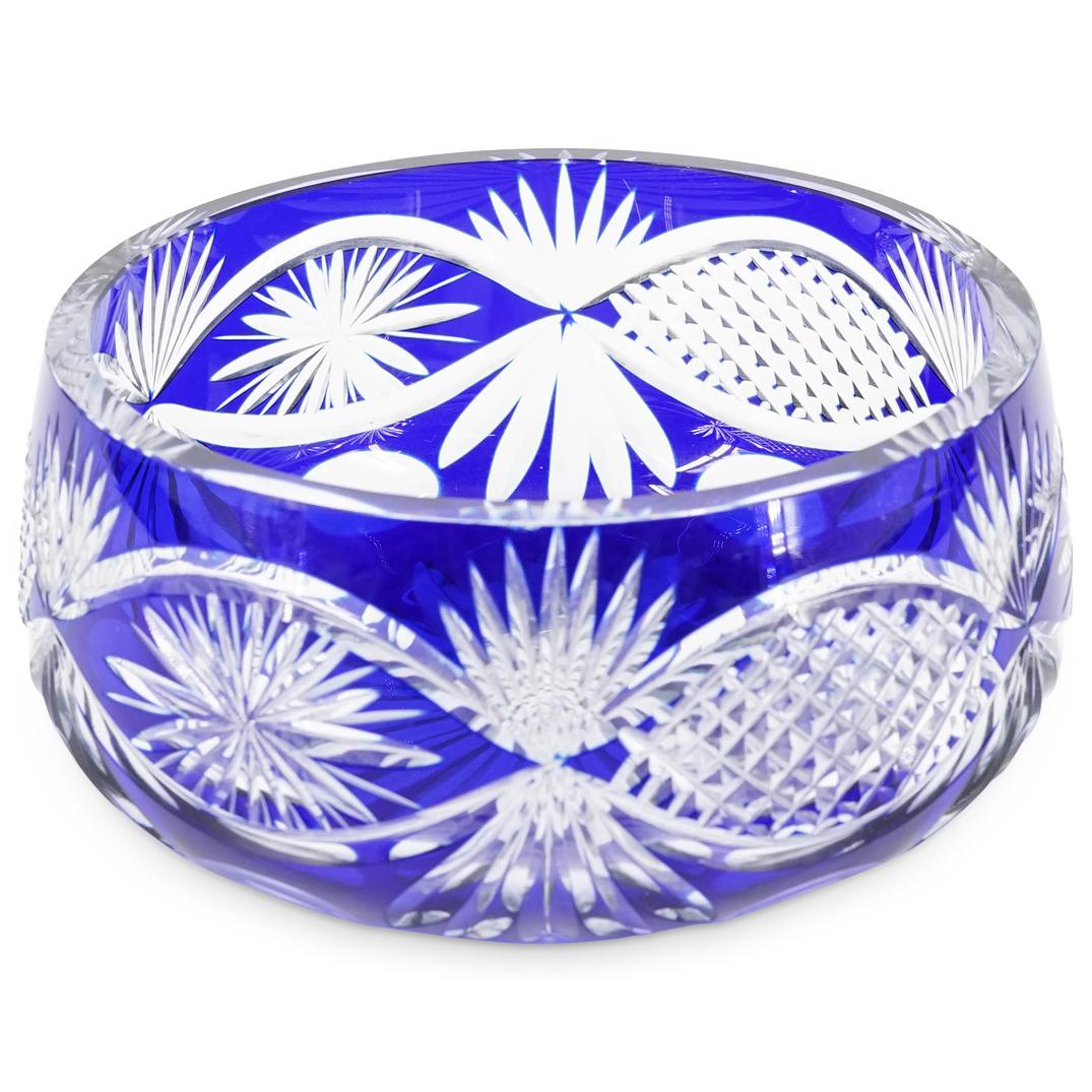 Czech Cobalt Crystal Cut Bowl (1 of 6)