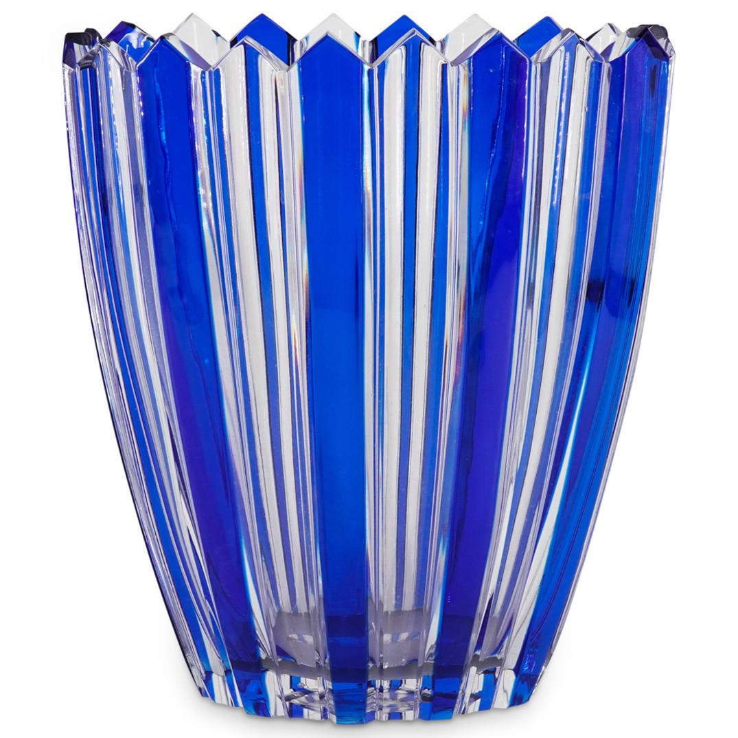 Bohemia Czech Cobalt / Clear Hand Cut Crystal Vase (1 of 4)