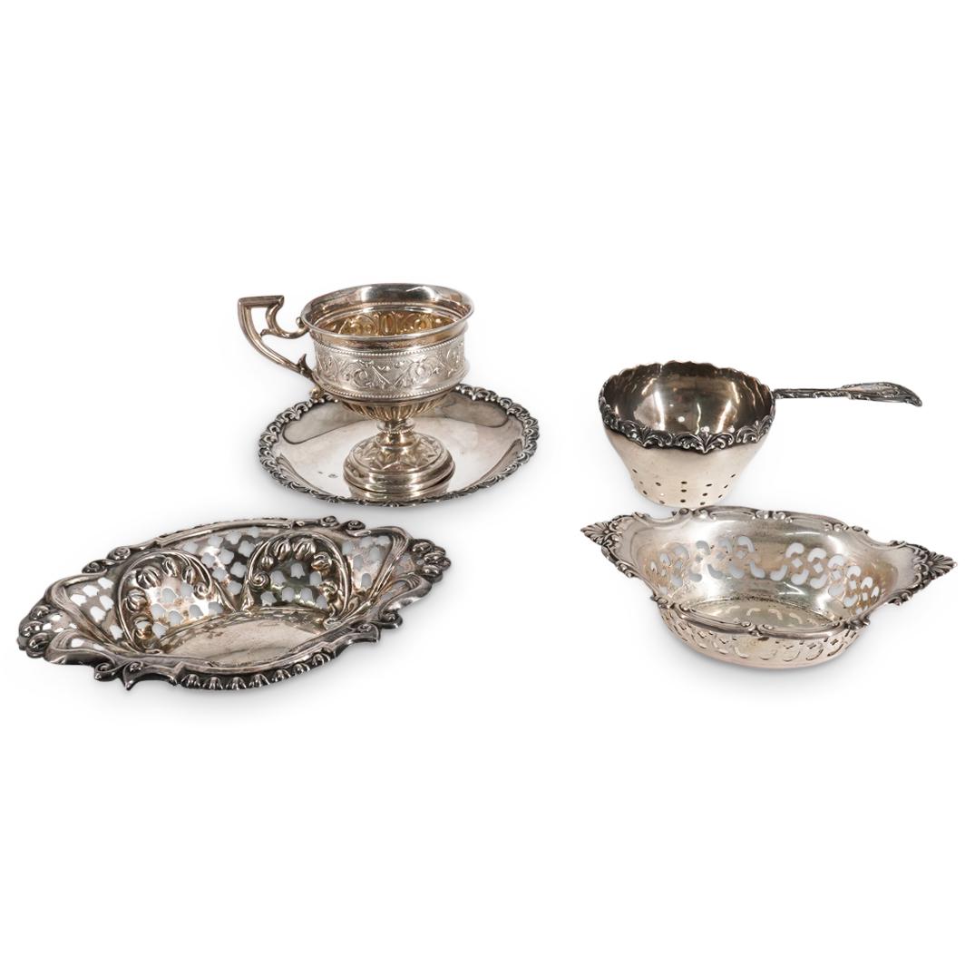(5 Pc) Silver Tea Strainer And Accessory Lot (1 of 9)