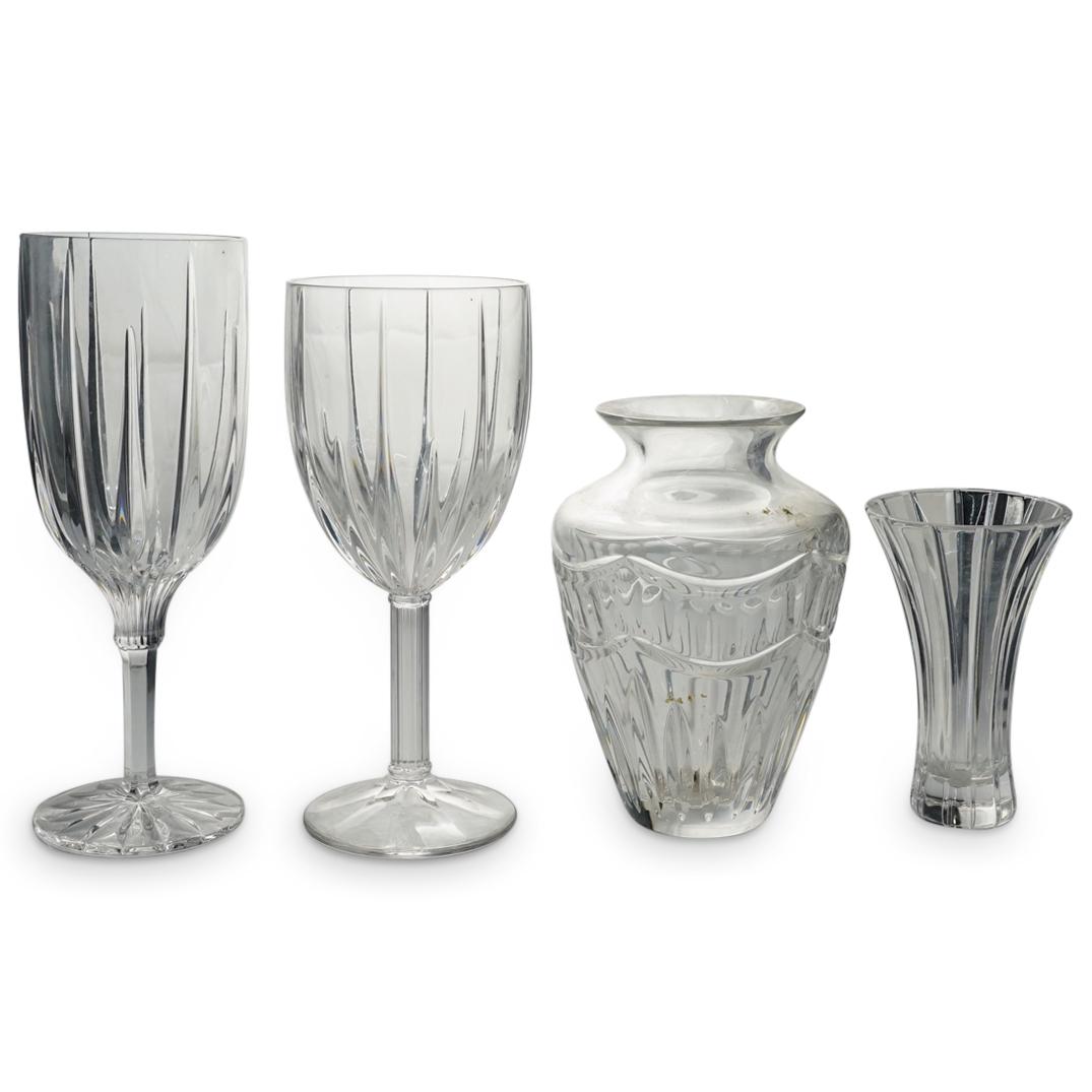 (17 Pc) Waterford Crystal Glassware Set: DESCRIPTION: (17 Pc) A Waterford crystal glassware set. This set includes: (4 Pc) Waterford crystal Palladia flower vase. H: 4 1/2" W: 3". (11 Pc) Marquis Waterford crystal Sonesta water goblets (with