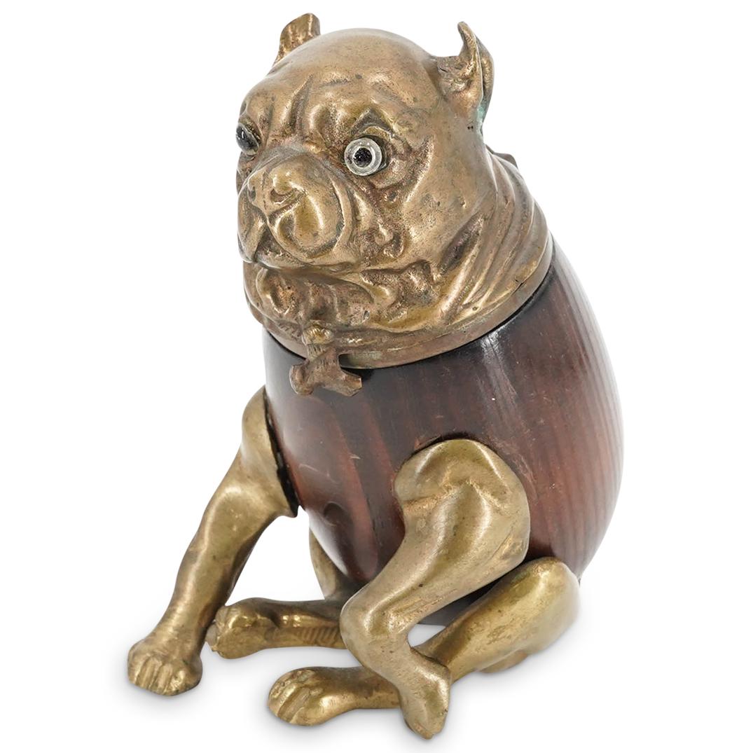 Vintage Arthur Court Wood And Brass Pug Inkwell (1 of 9)
