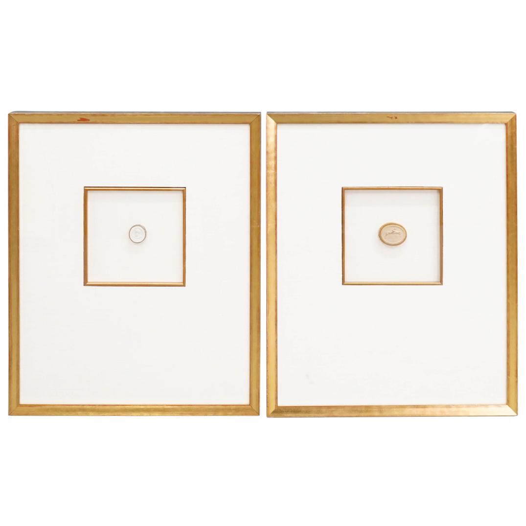 (2 Pc) Neo-classical Framed Plaster Intaglios (1 of 4)