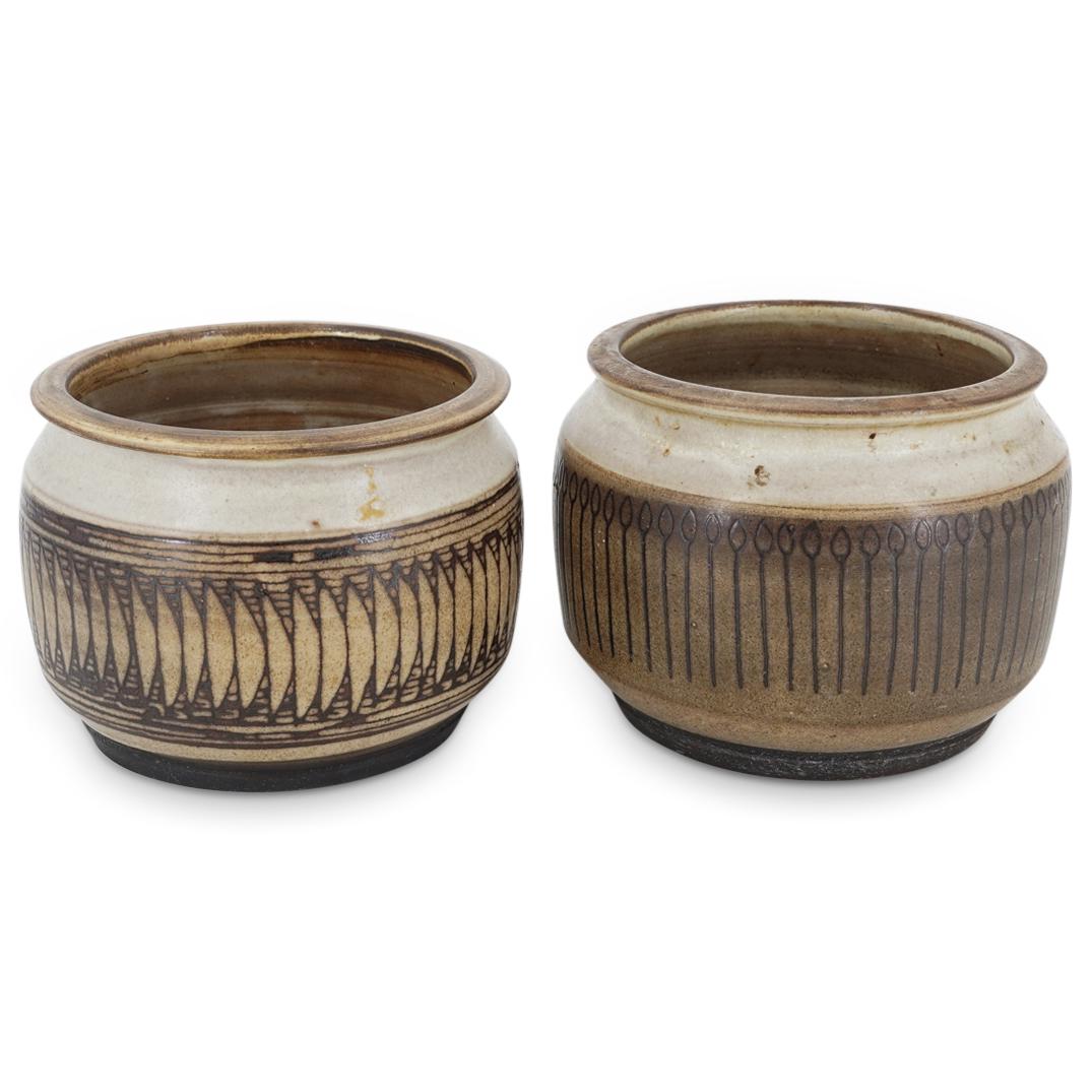 Pair Of Vintage Signed And Dated Arts And Crafts Ceramic Vessels (1 of 6)