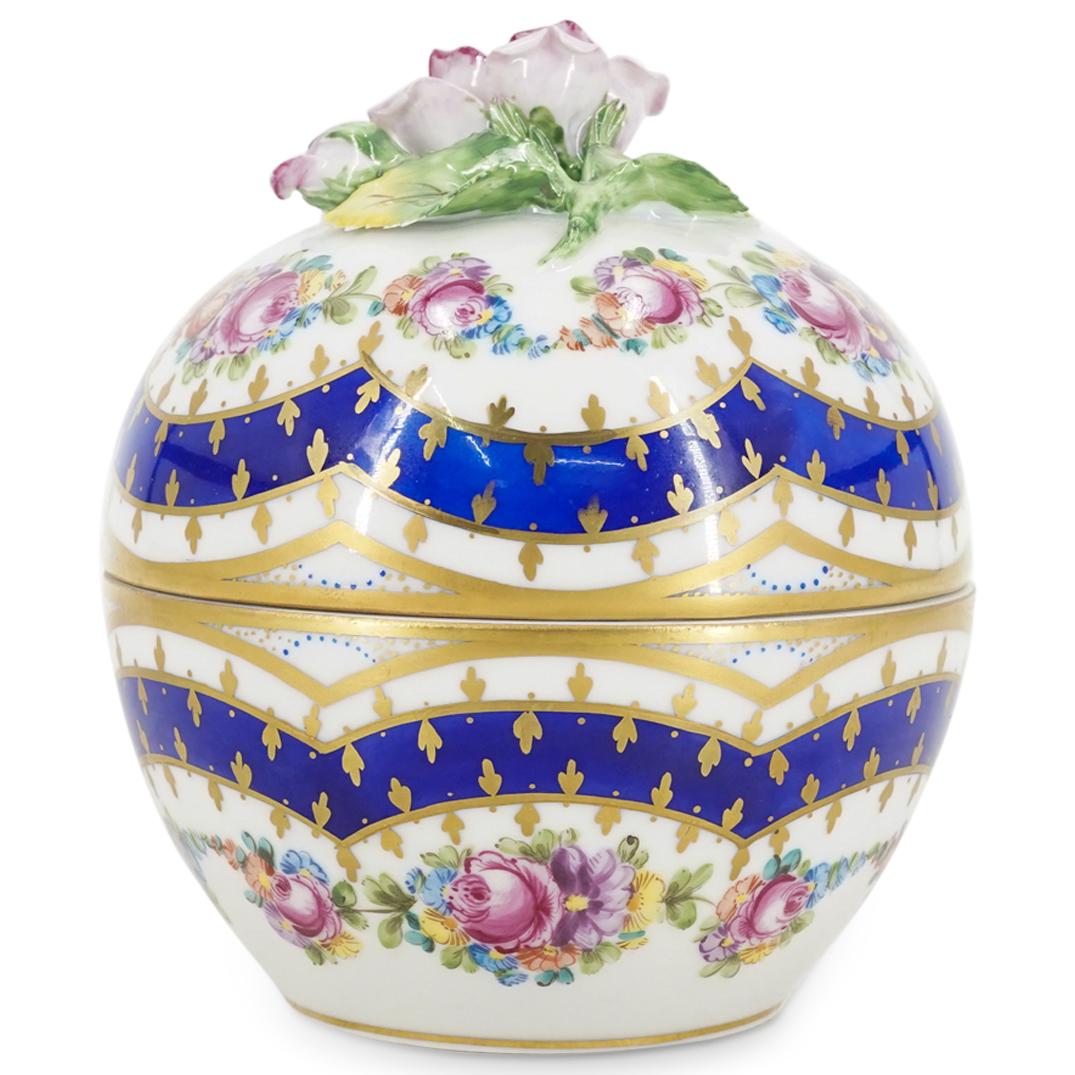 Antique Dresden Floral Porcelain Vanity Box (1 of 7)