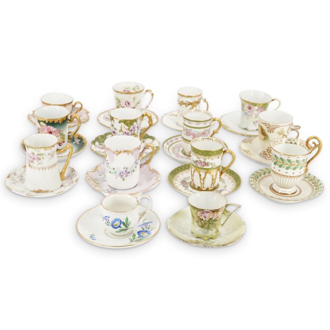 (14Pc) Demitasse Porcelain Teacups & Saucers (1 of 12)