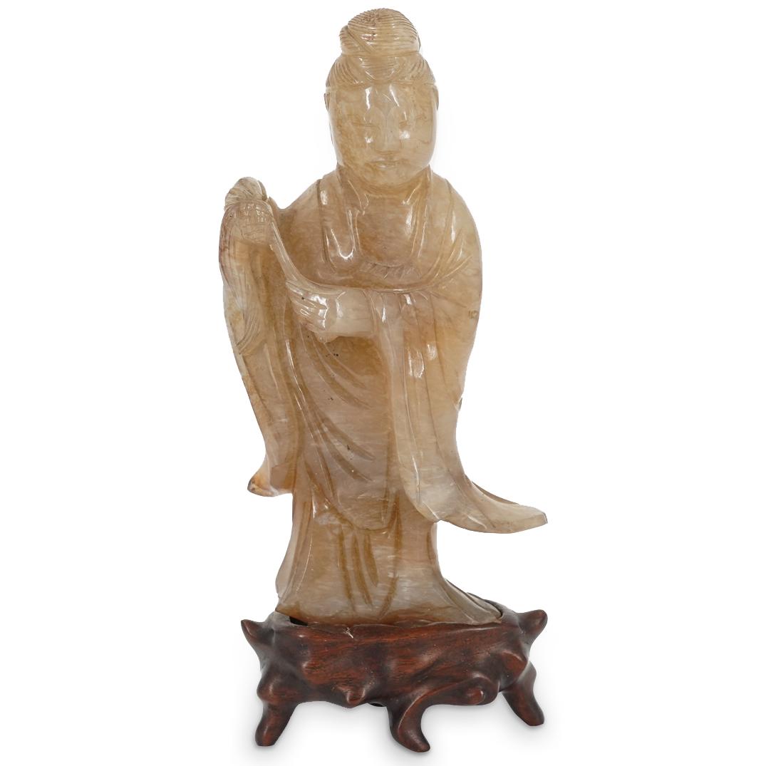 Antique Chinese Jade Guan Yin Carved Statue (1 of 4)