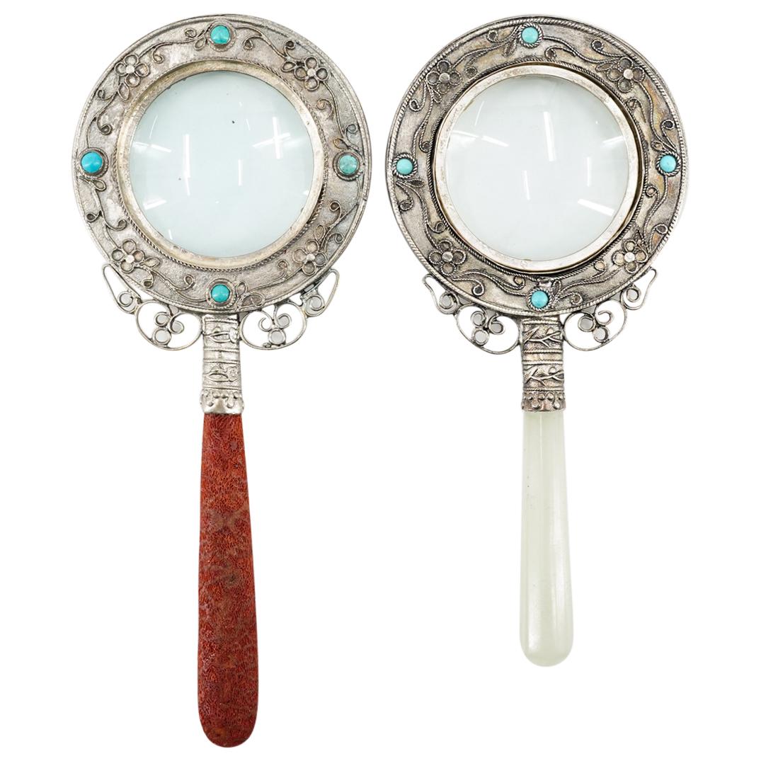 (2Pc) Chinese Turquoise Coral & Jade Magnifying Glasses (1 of 5)