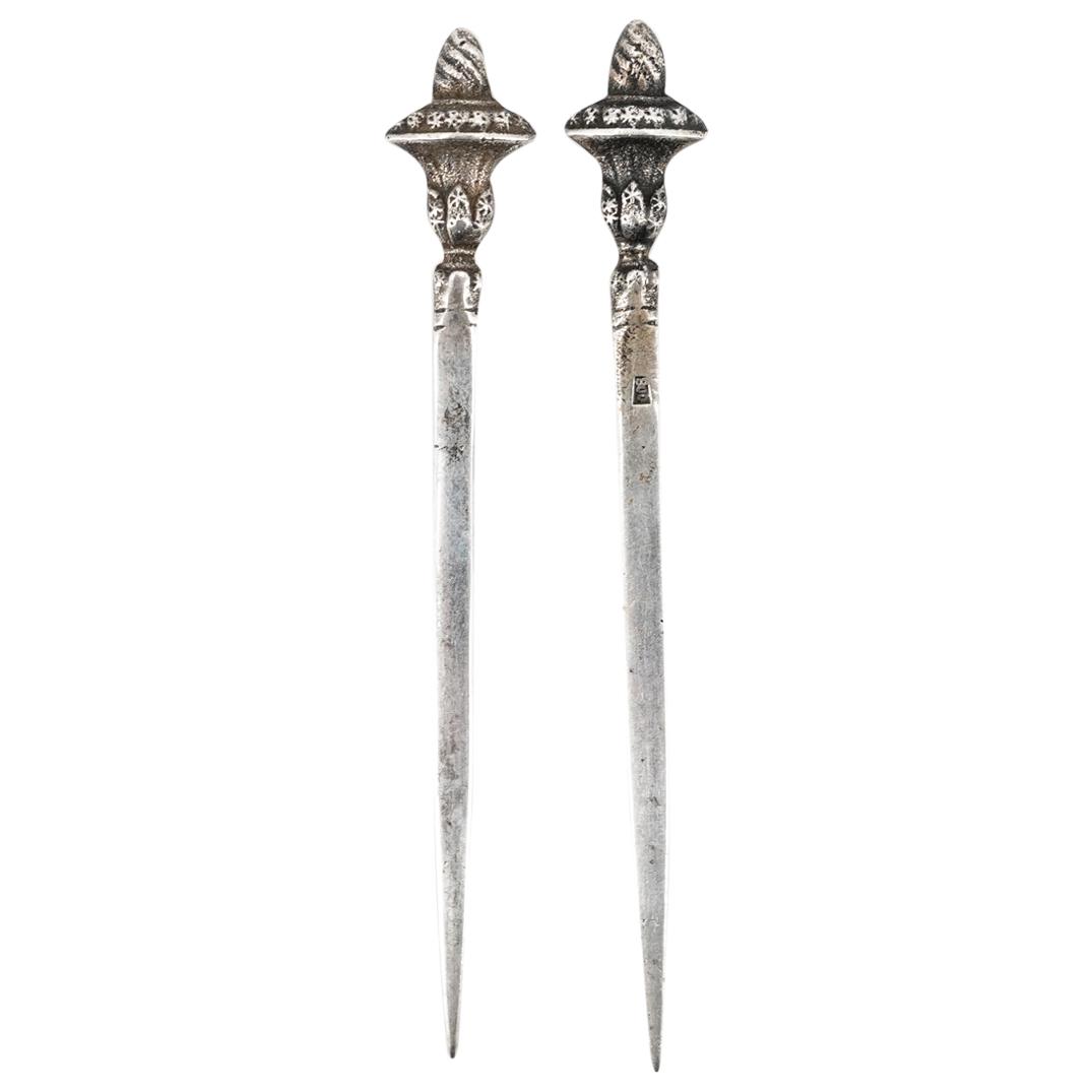 (2Pc) Antique pair of Turkish 800 Silver Sandwich Picks (1 of 2)