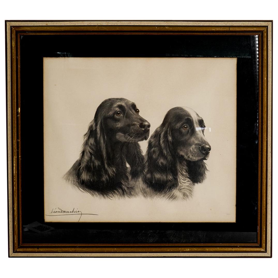 Signed Leon Danchin (1887-1938) Dog Portrait Charcoal (1 of 4)