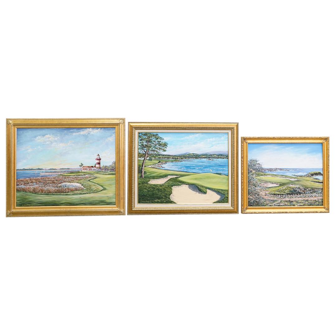 (3Pc) Gregory Sherman Golf Landscape Oil Paintings on Canvas (1 of 13)