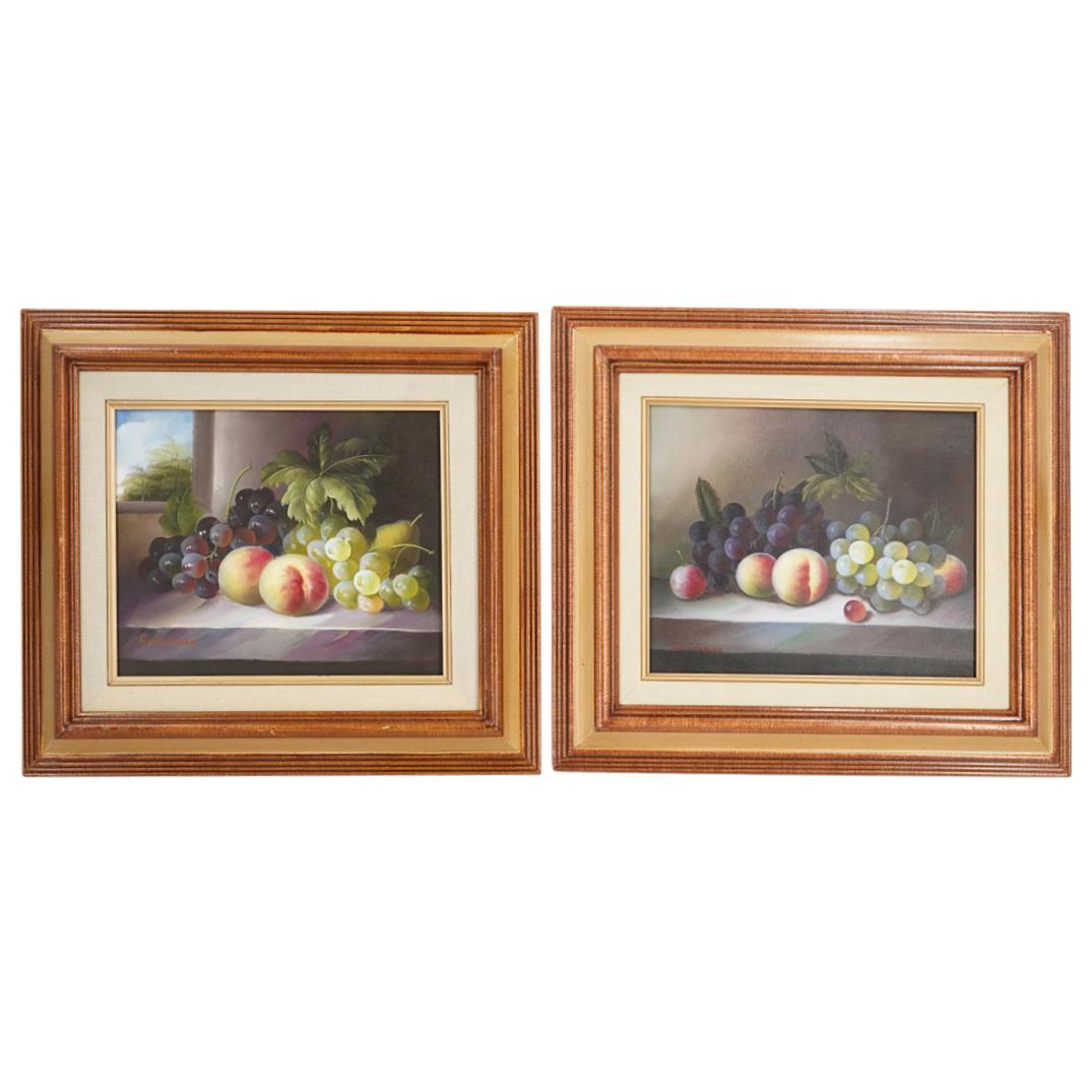 (2Pc) C. Freeman Still Life Fruit Oil Paintings on Canvas (1 of 5)