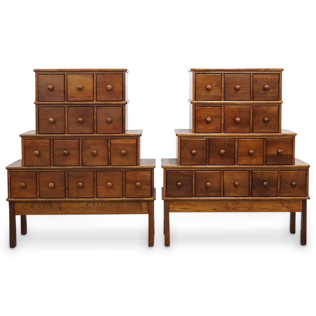 Pair Of Fifteen Drawer Wooden Apothecary Cabinets (1 of 8)