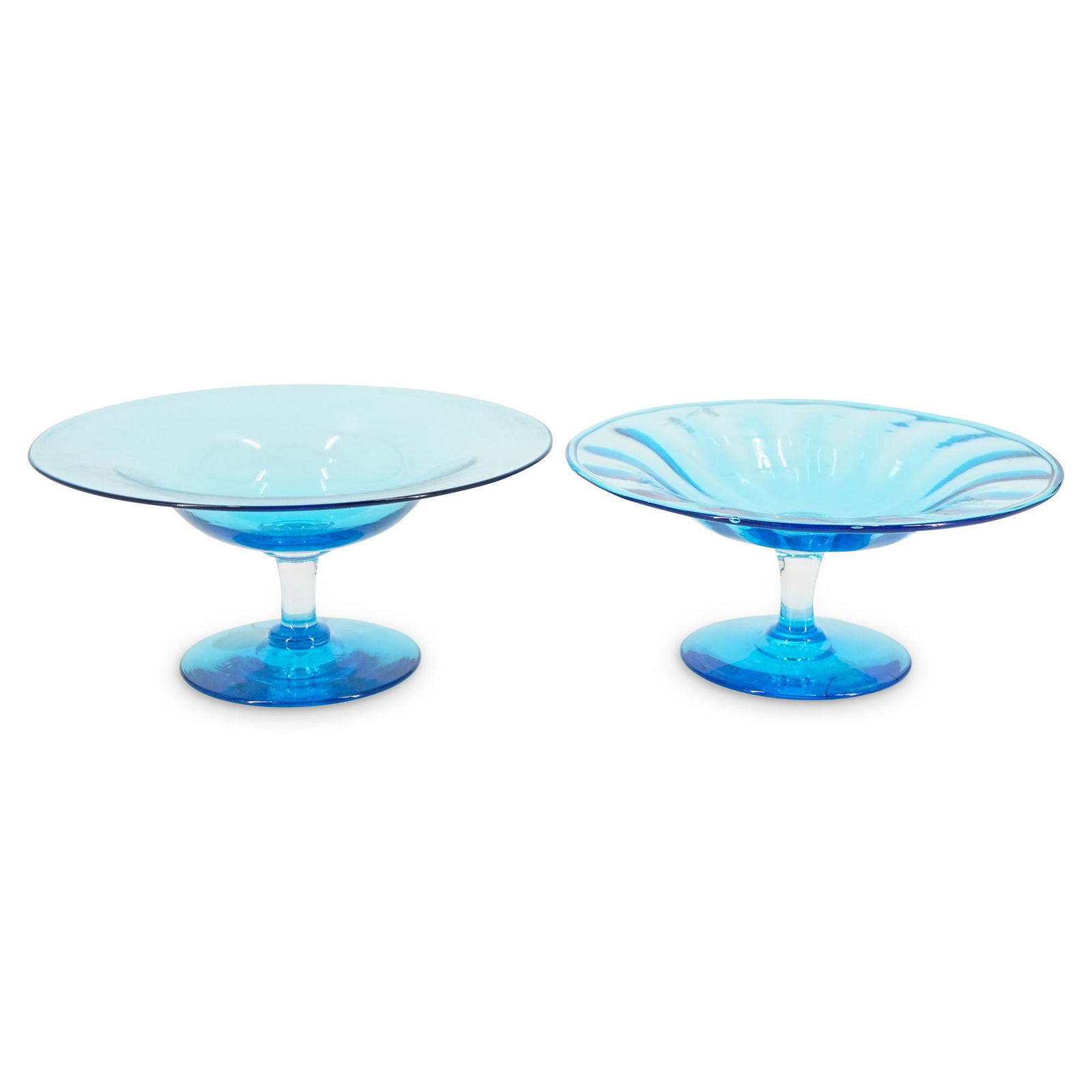 Pair Of Steuben Celeste Blue And Clear Compotes (1 of 6)
