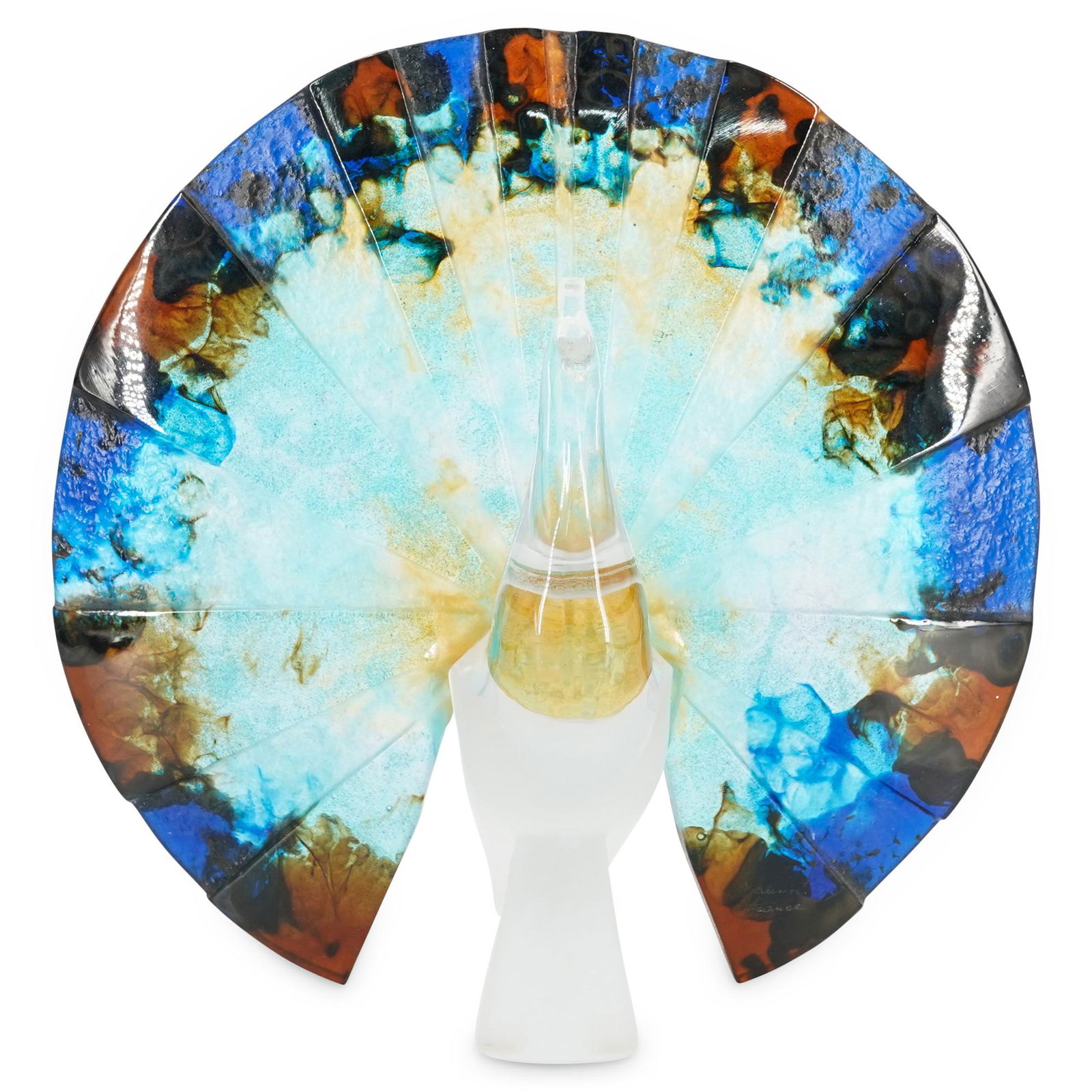 Daum France Crystal Pate de Verre Peacock Sculpture (1 of 6)