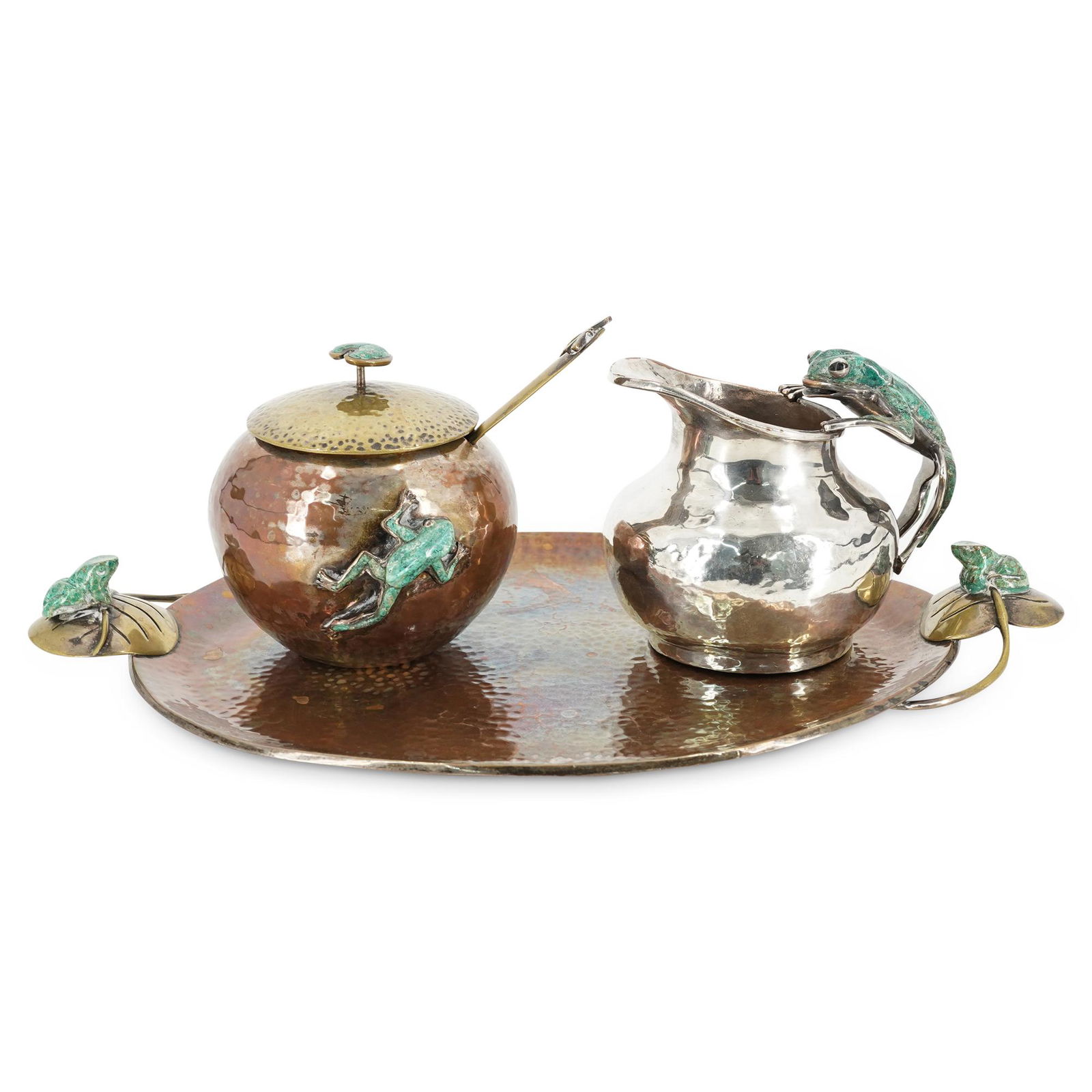 (4 Pc) Emilia Castillo Silver-Plated & Malachite Partial Tea Service (1 of 11)