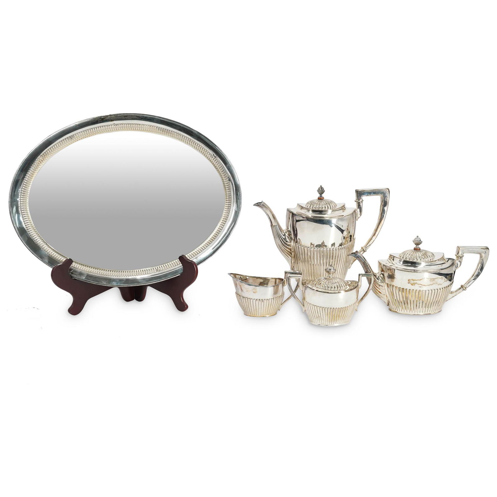 (5 Pc) Antique Wilhelm Binder Sterling Silver Tea Service Set (1 of 5)