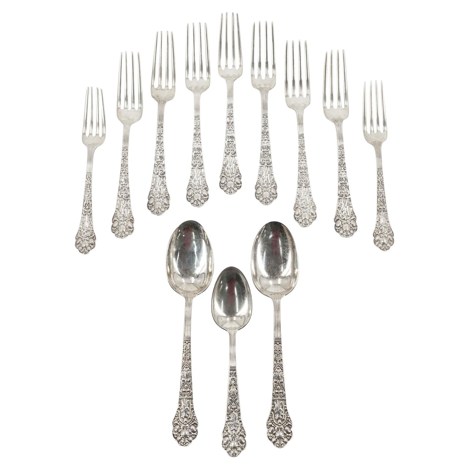 (12 Pc) Gorham "Medici Old" Sterling Silver Flatware Set (1 of 7)