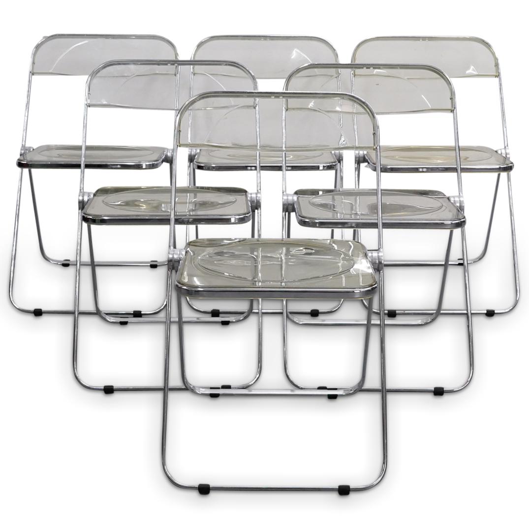 (6 Pc) Castelli Mid Century Lucite and Chrome Folding Chairs (1 of 5)