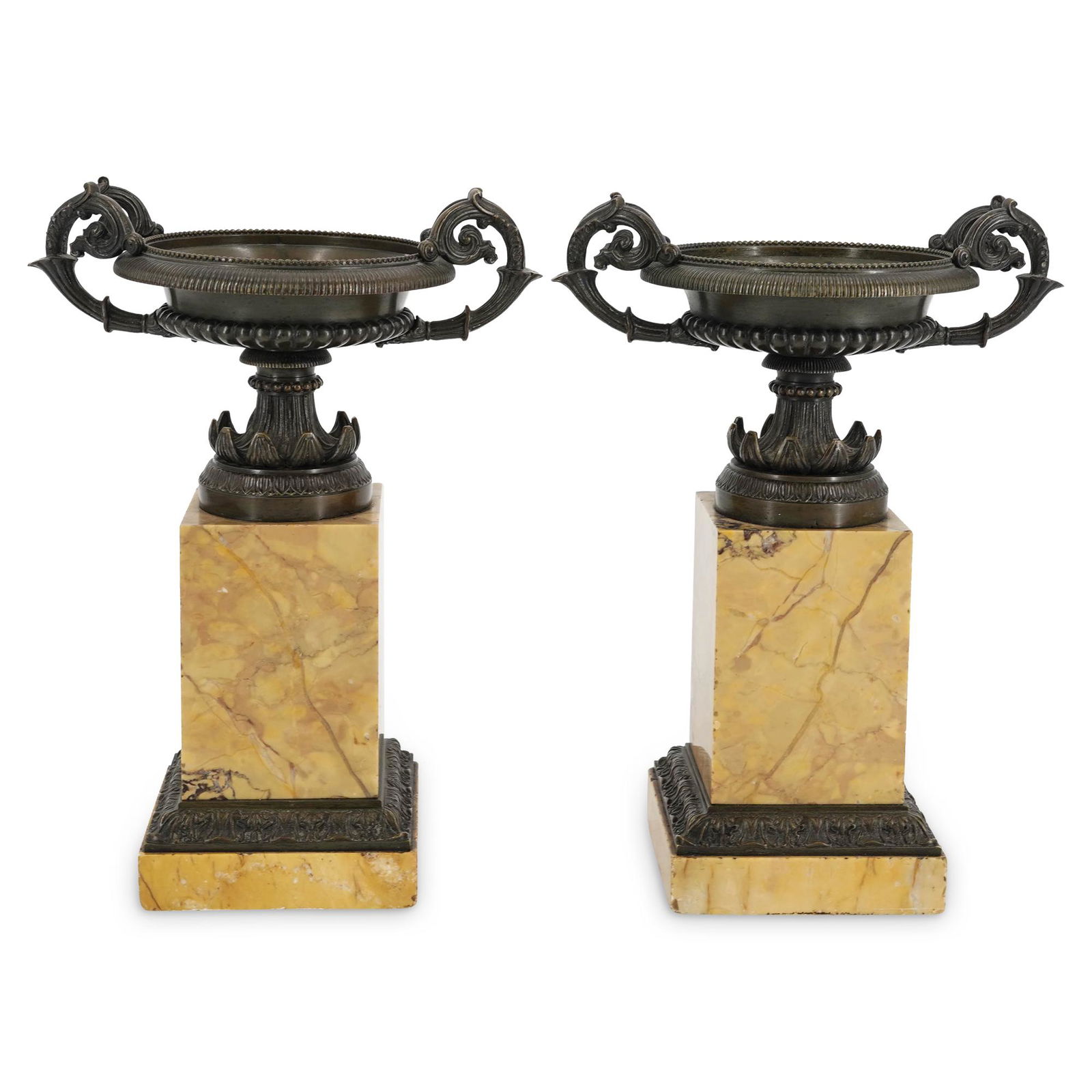 Pair Sienna Marble & Bronze Tazzas (1 of 6)