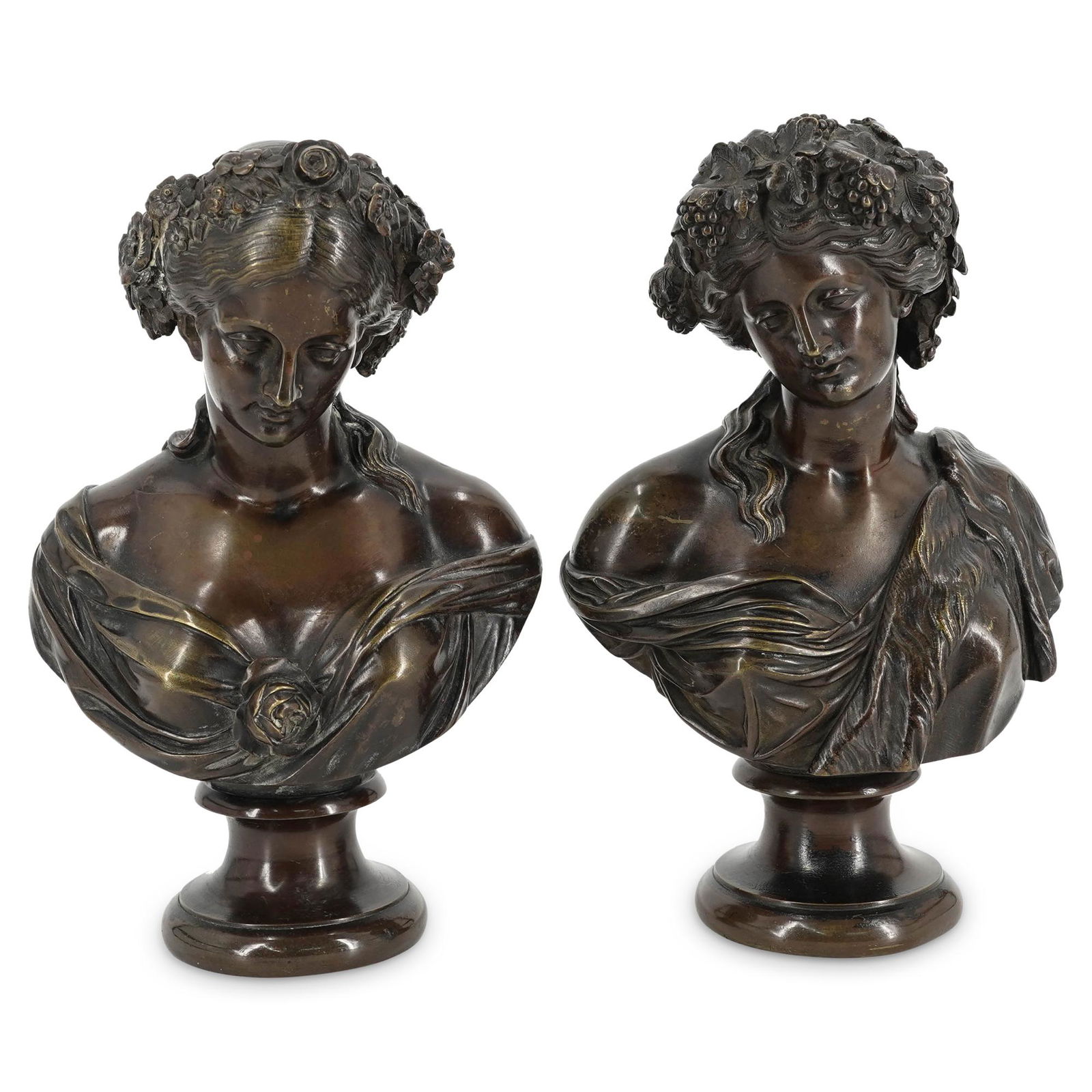 (2 Pc) French "L. Cocheret" Female Bust Bronze Sculptures (1 of 4)