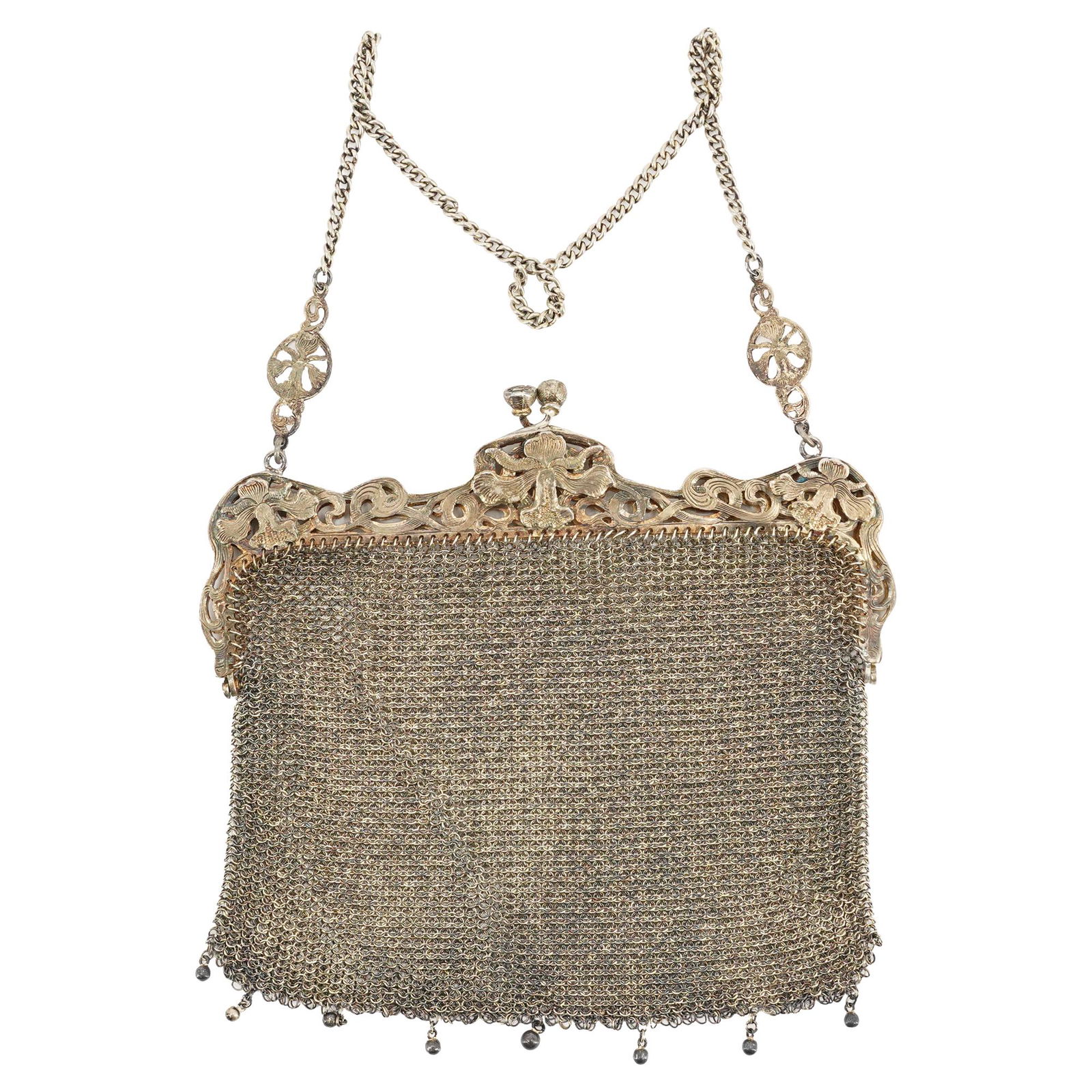 Antique Sterling Silver Victorian Mesh Evening Bag (1 of 4)