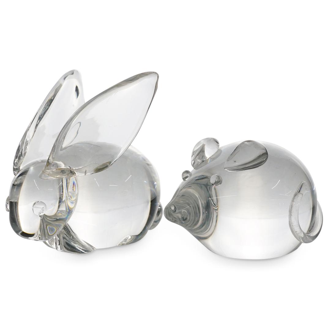 (2 Pc) Steuben Crystal Rabbit And Mouse Sculptures (1 of 6)
