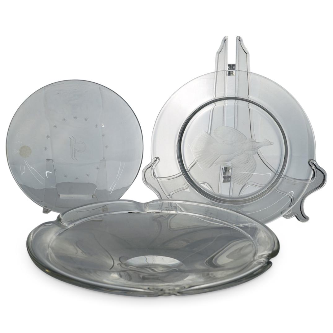 (3 Pc) Steuben Clear Glass Plates (1 of 5)