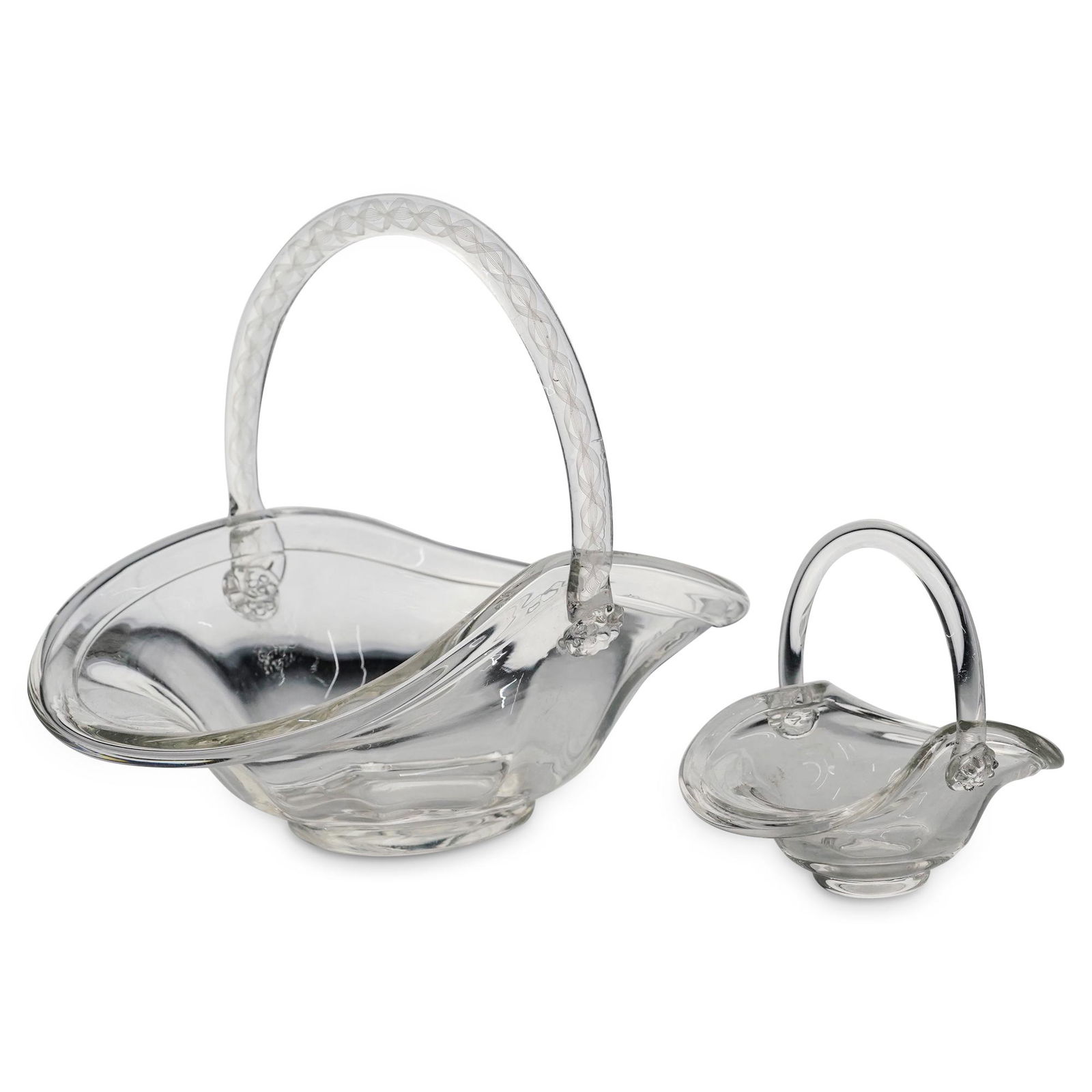 Pair Of Steuben Clear Glass Baskets (1 of 5)