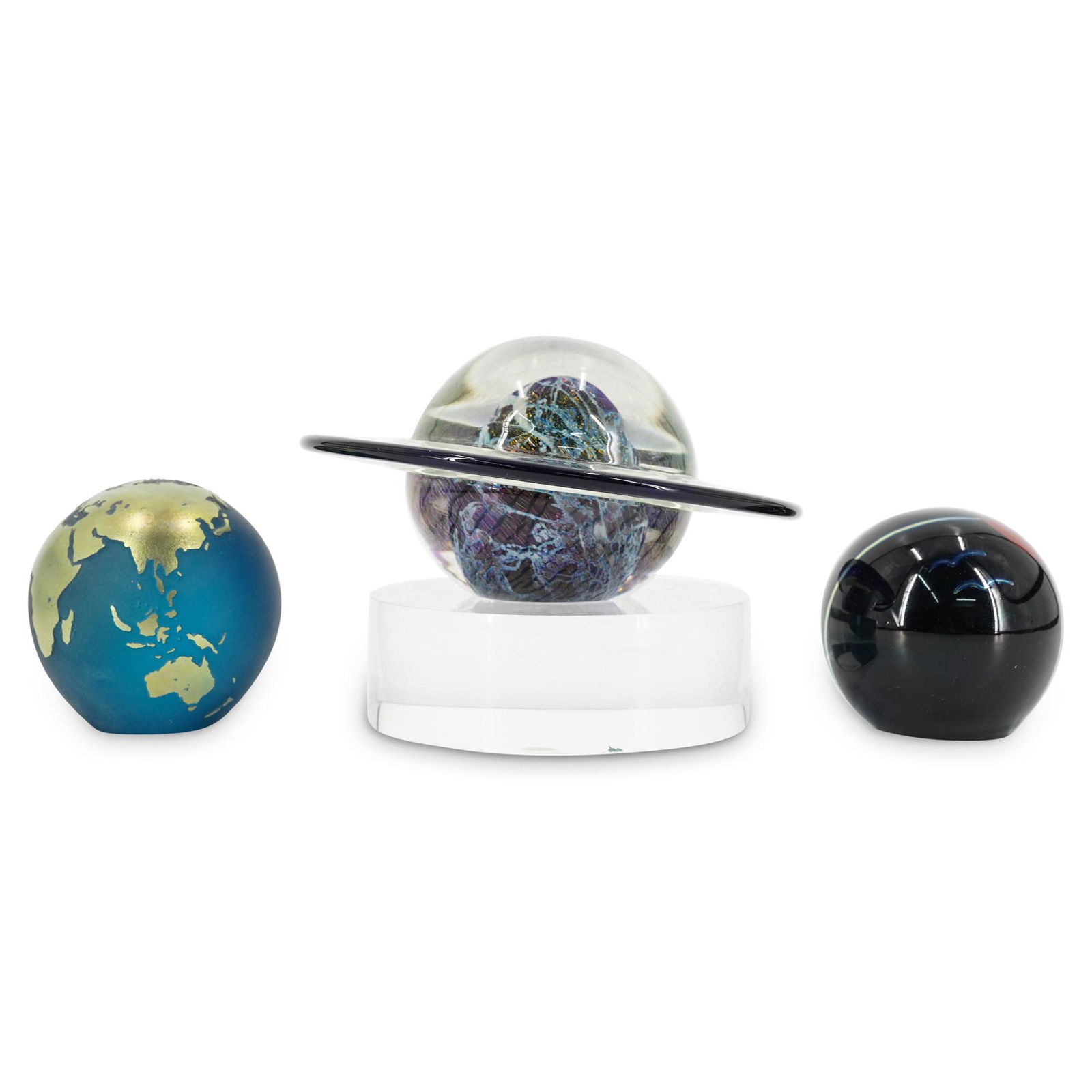 (3 Pc) Signed Roland Correia (b. 1949) Paperweights (1 of 7)