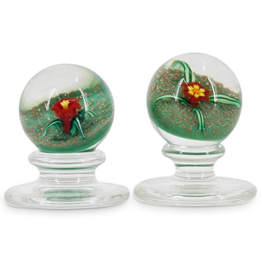Pair Of Charles Kaziun (1919-1992) Floral Paperweights (1 of 5)