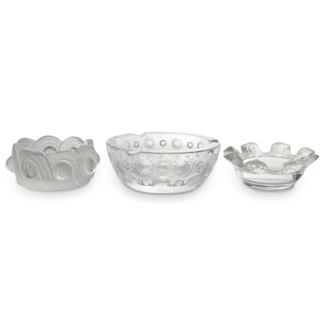 (3Pc) Lalique Crystal Ashtrays (1 of 7)