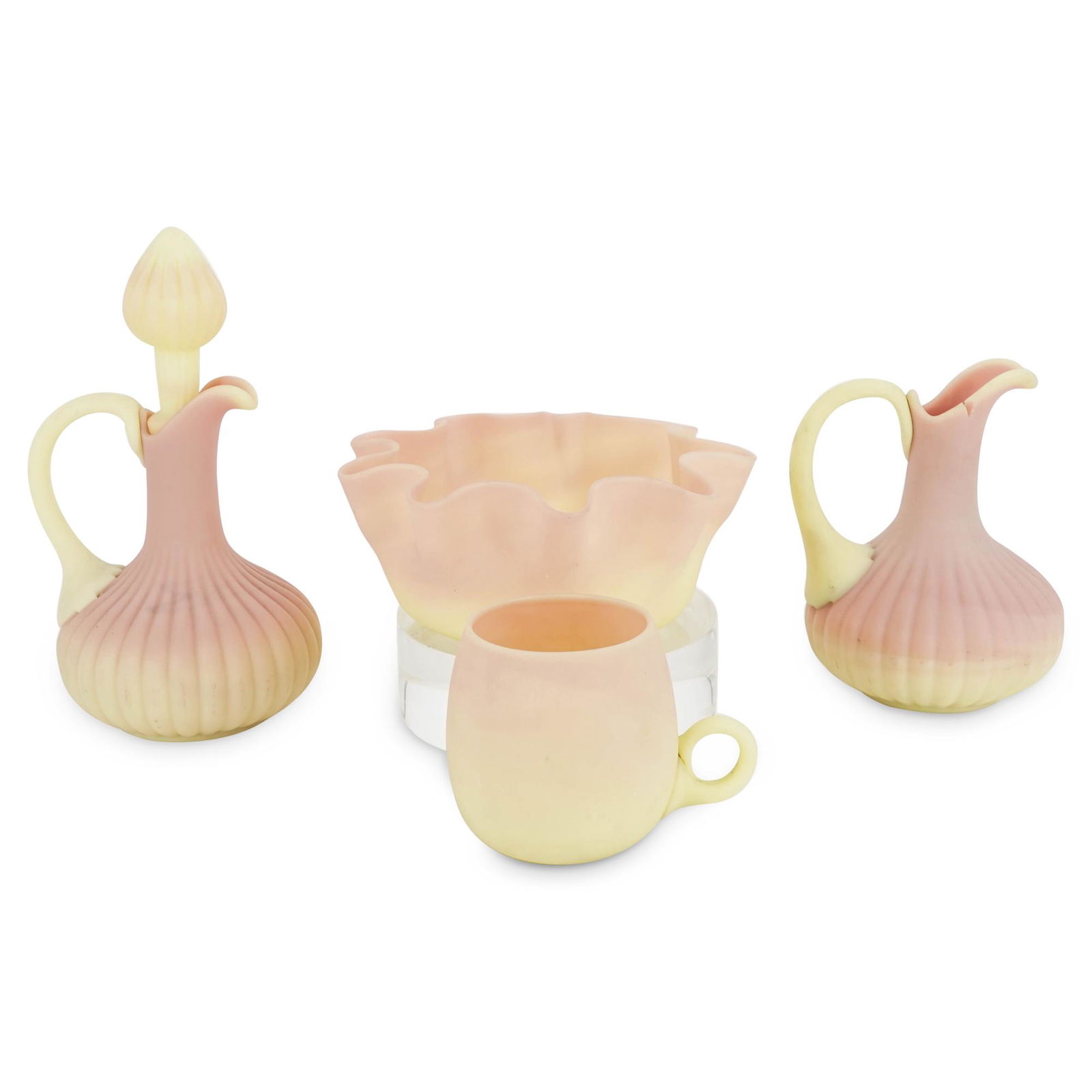 (4 Pc) Mount Washington Burmese Glass Lot (1 of 6)