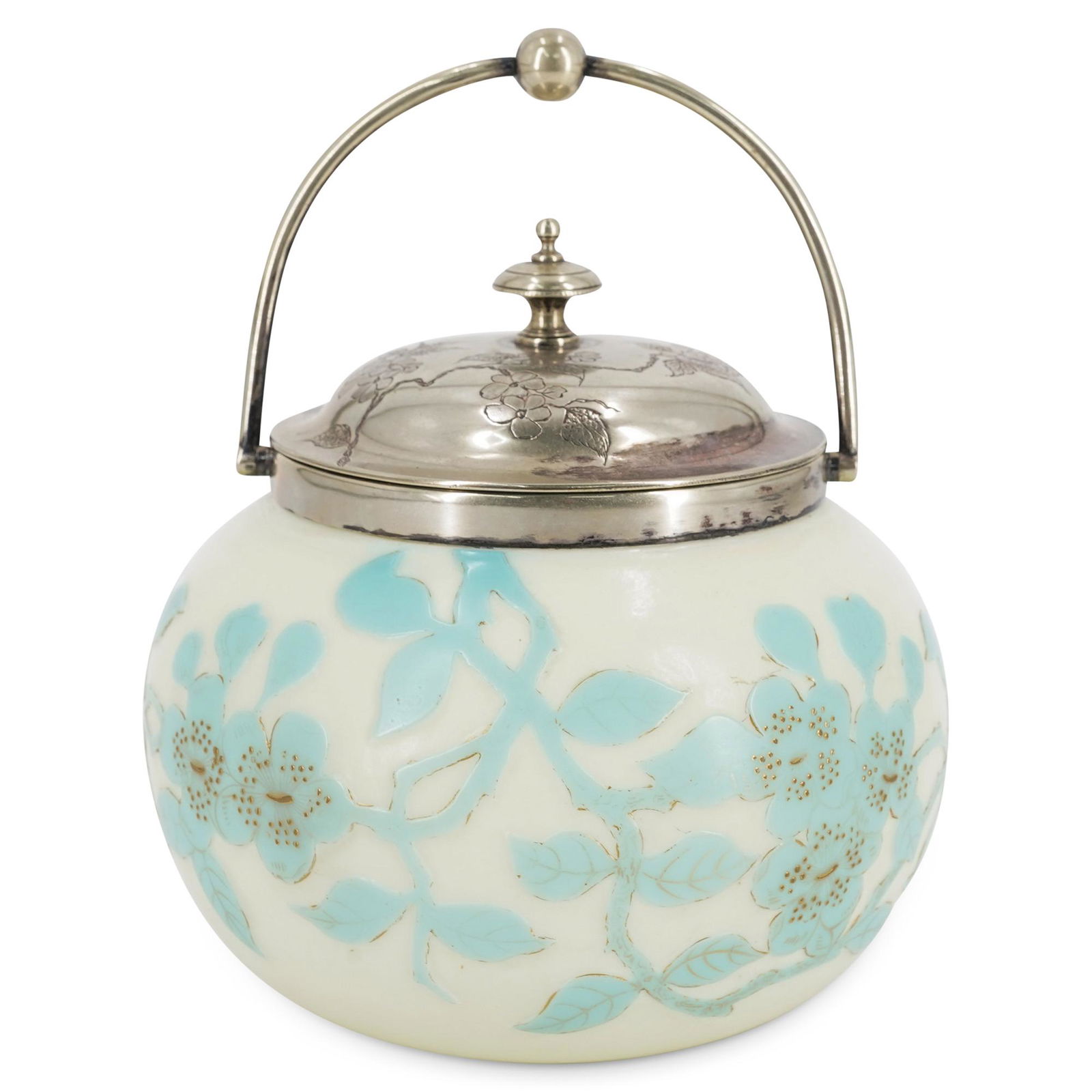Thomas Webb Cameo Silver Lidded Biscuit Jar (1 of 8)