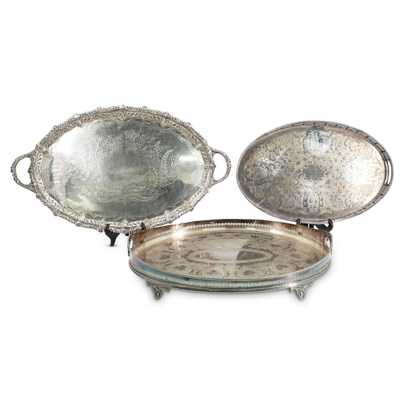 (3Pc) Silver Plated Serving Trays (1 of 11)