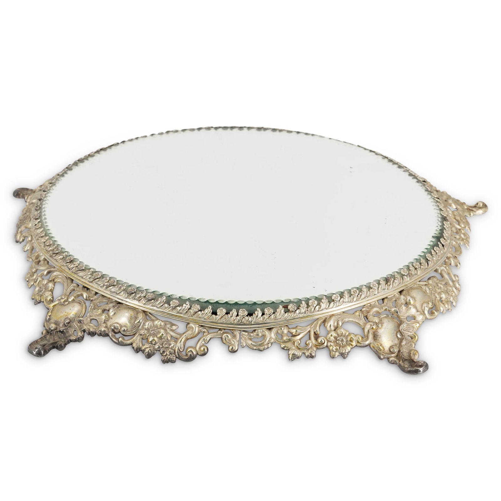 Silver Plated Footed Plateau Mirror (1 of 6)