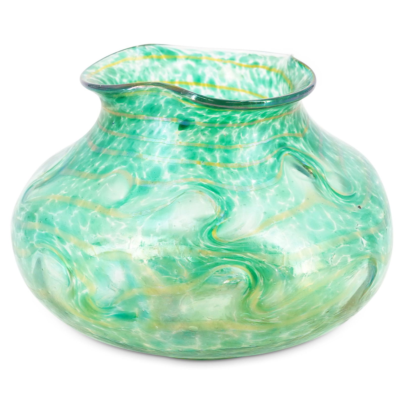 Loetz Iridescent Green Swirl Vase (1 of 5)