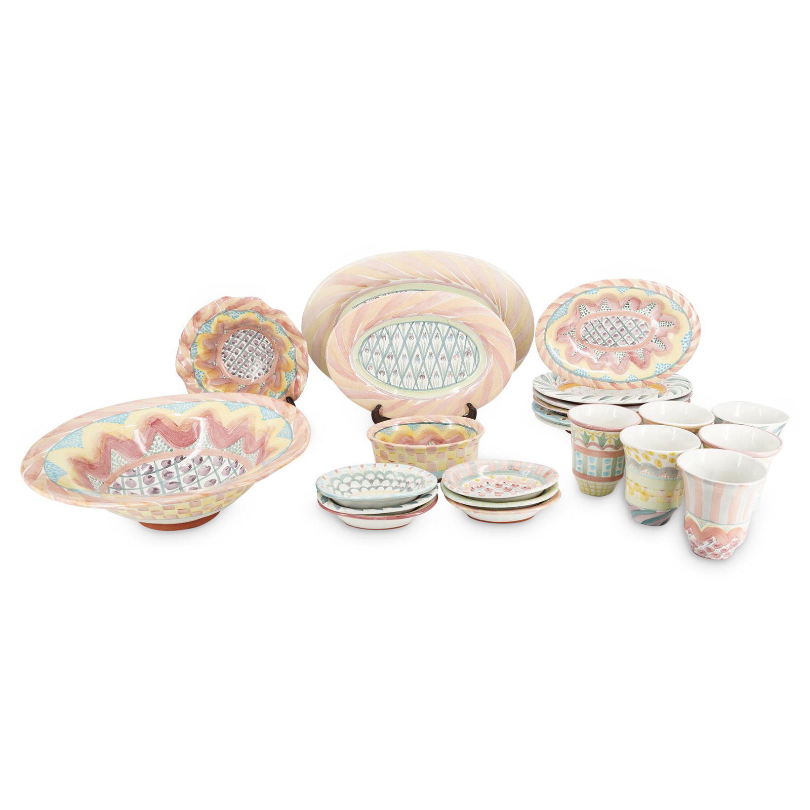 (23Pc) Mackenzie Childs Terracotta Service Set (1 of 10)