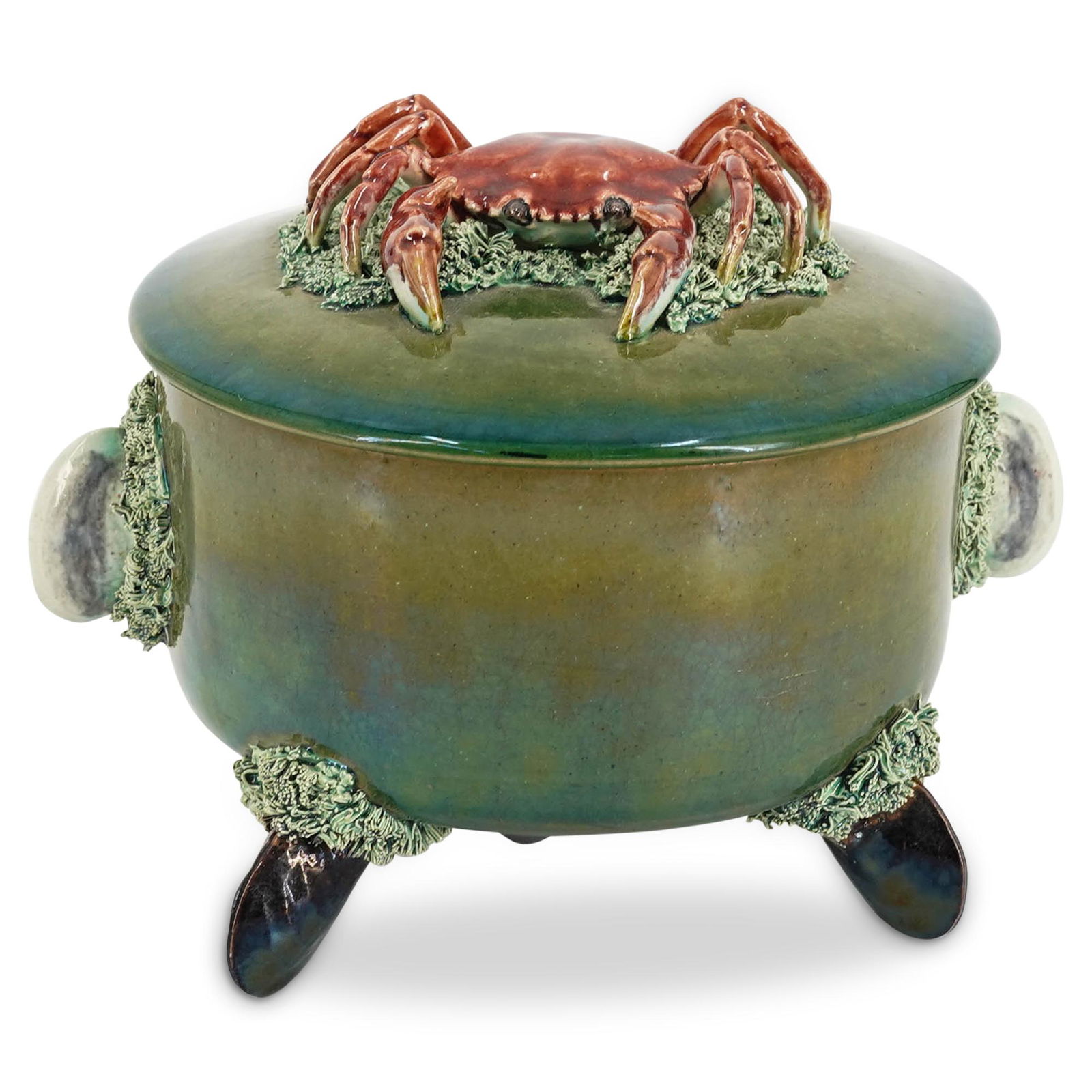 Portuguese Glazed Majolica Crab Covered Dish (1 of 8)