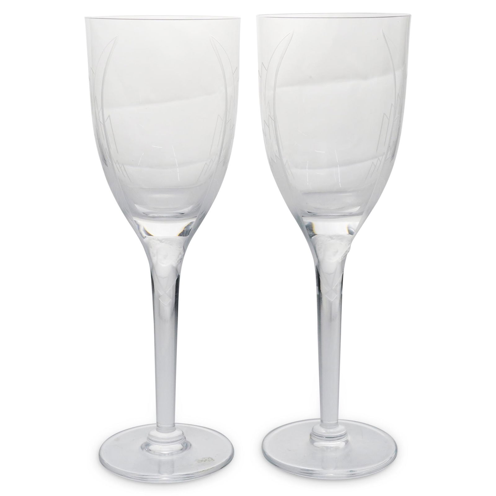 (2 Pc) Lalique Crystal Angel Champagne Flutes (1 of 6)