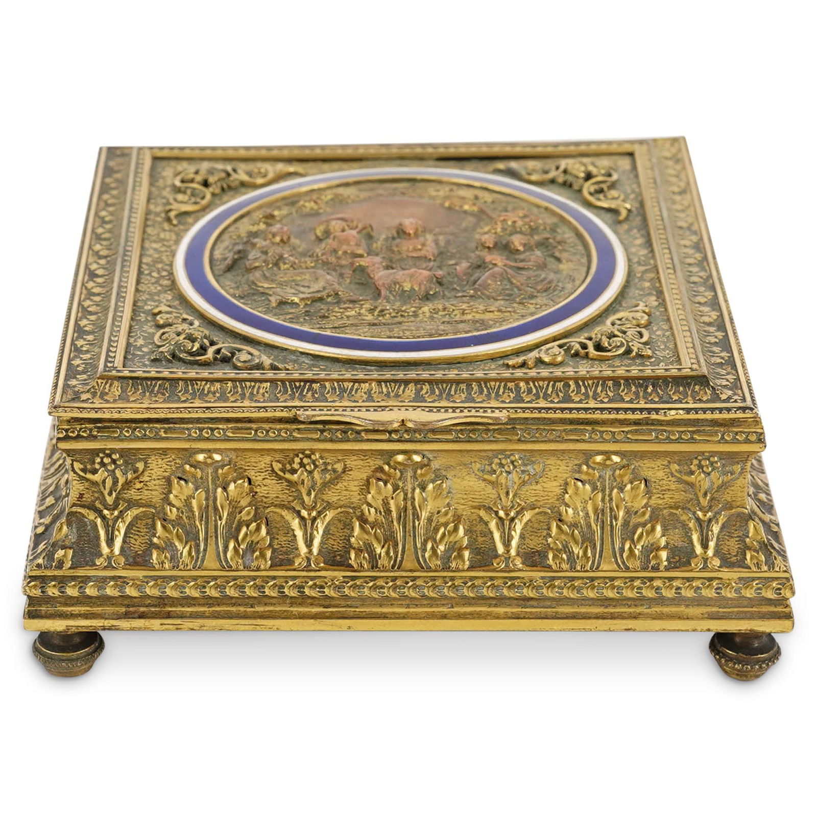 Antique French Gilt Bronze Pastoral Jewelry Box (1 of 8)