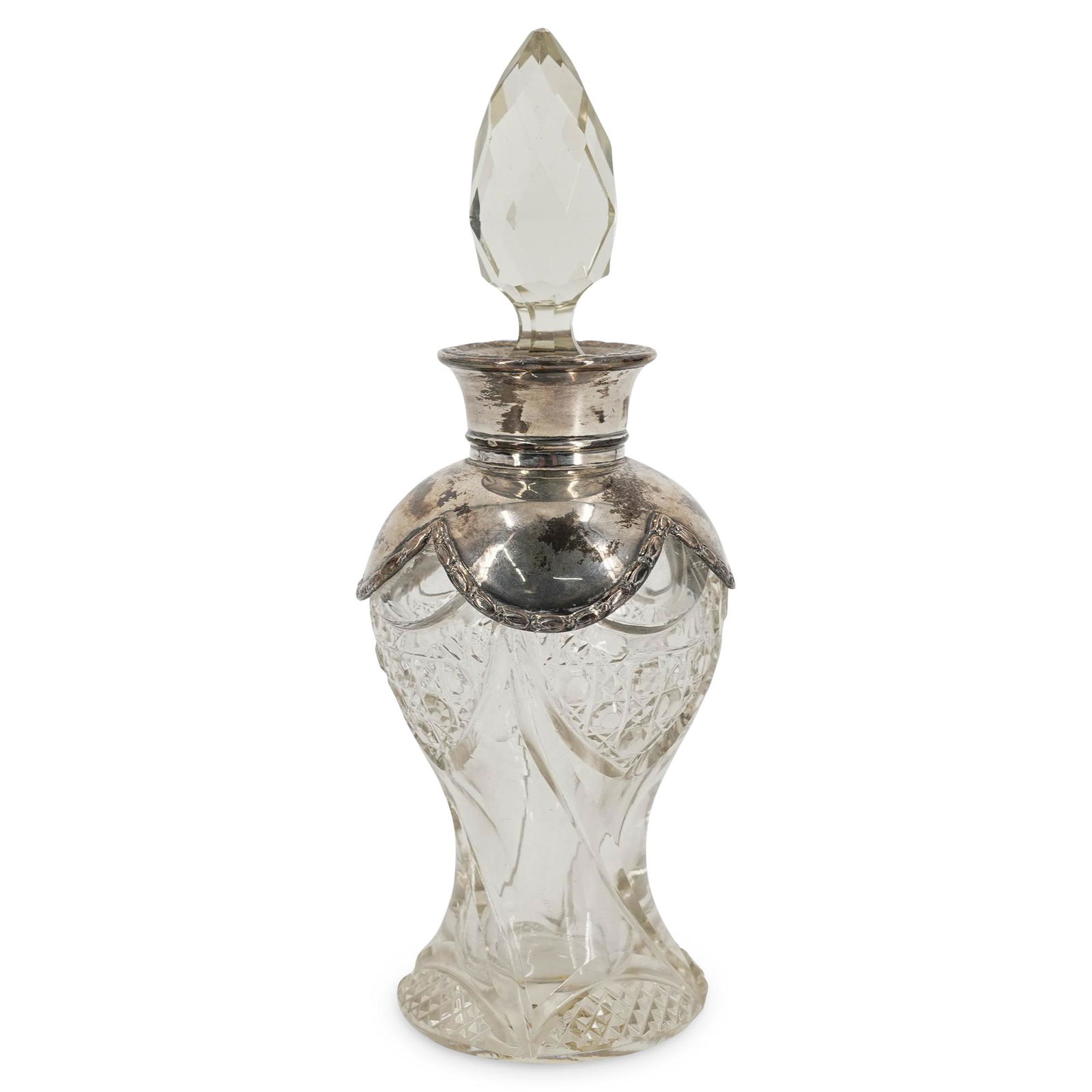 19th Cent. English Sterling Silver & Crystal Perfume Bottle (1 of 7)