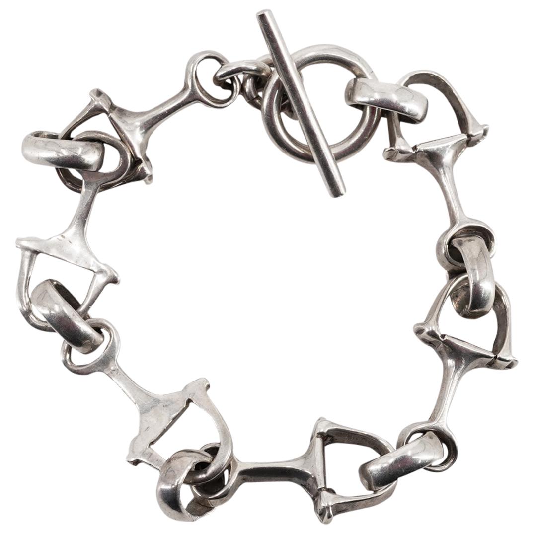 Hermes Style Sterling Silver Horsebit Bracelet (1 of 4)